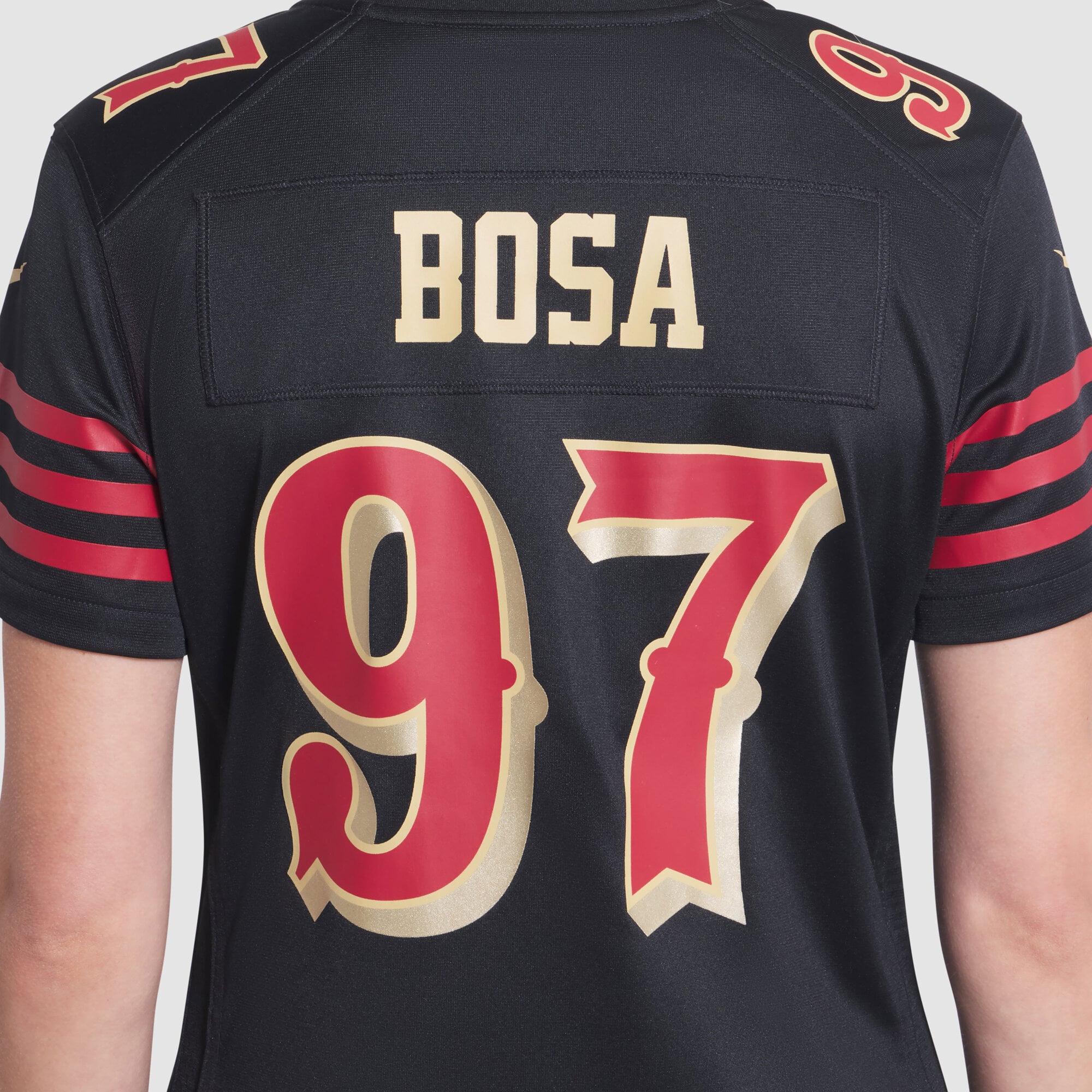 Maillot de match Nike Nick Bosa noir la collection Rivalries des 49ers San Francisco pour femmes