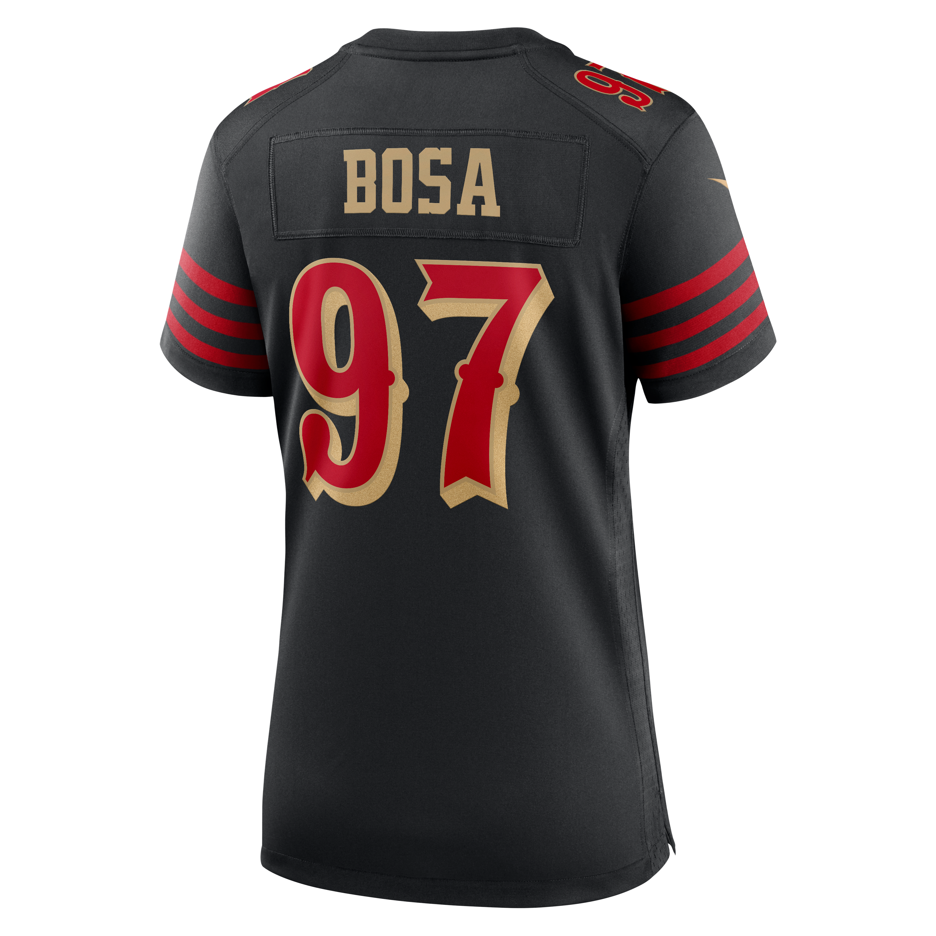 Maillot de match Nike Nick Bosa noir la collection Rivalries des 49ers San Francisco pour femmes