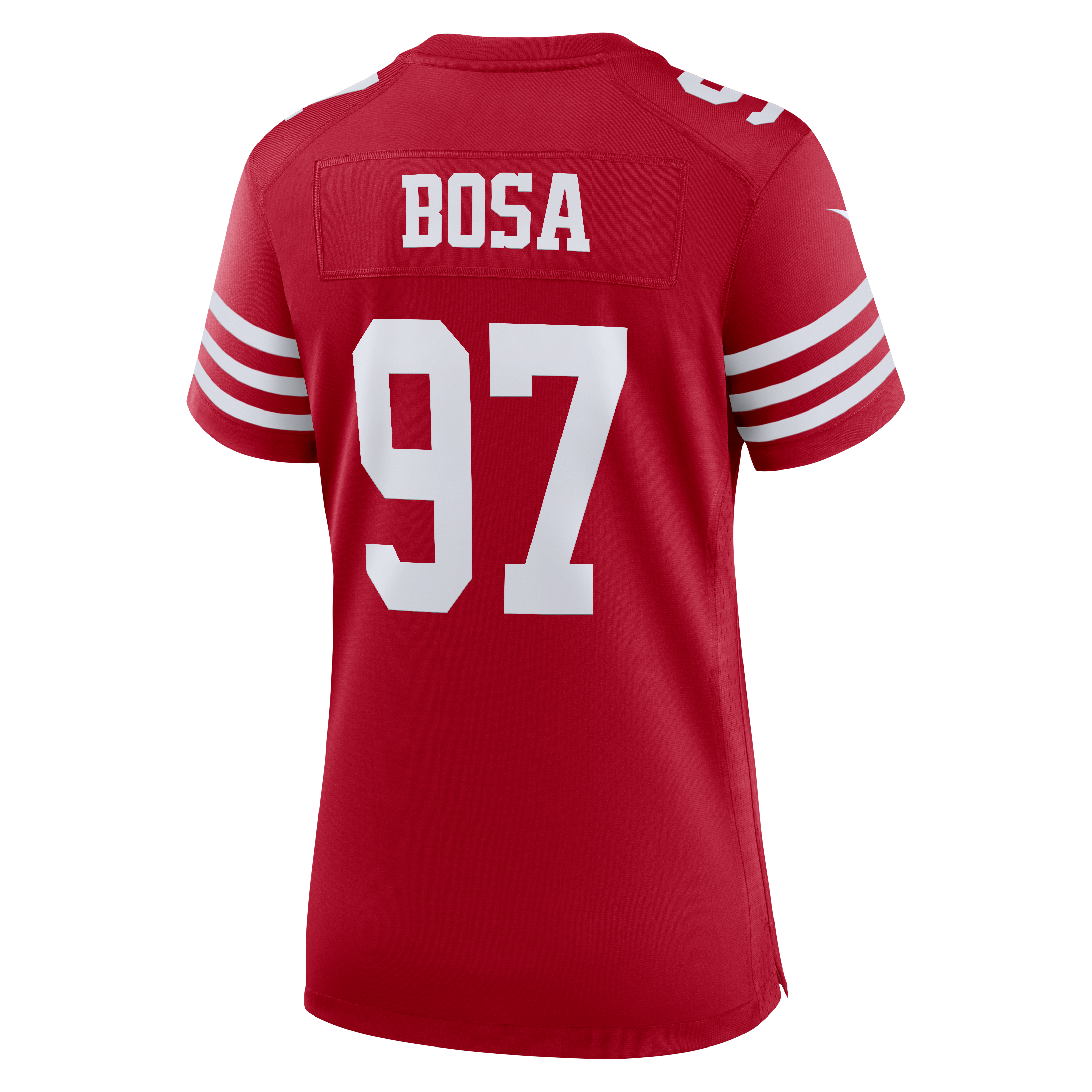 Maillot Nike Nick Bosa Scarlet pour femme, édition spéciale 80e anniversaire des 49ers de San Francisco