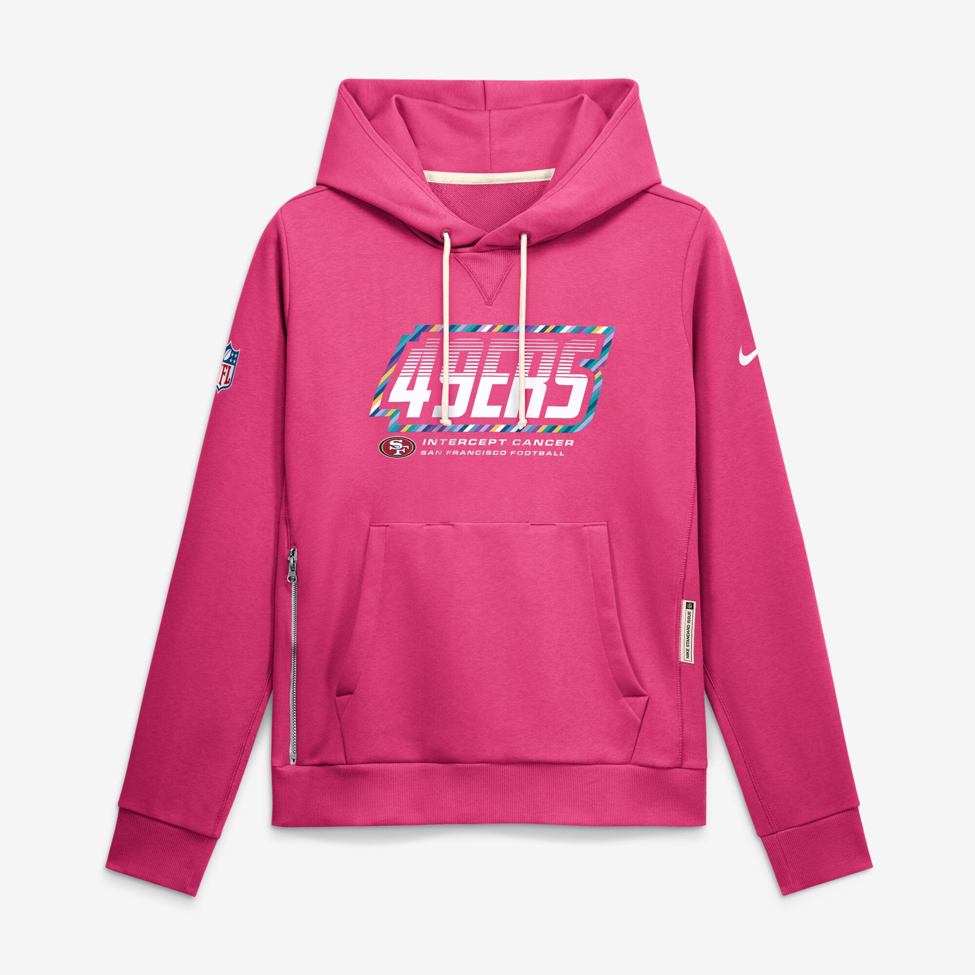 Sweat à capuche Nike rose pour femme, San Francisco 49ers 2026 NFL Crucial Catch Sideline Standard Issue Dri-FIT