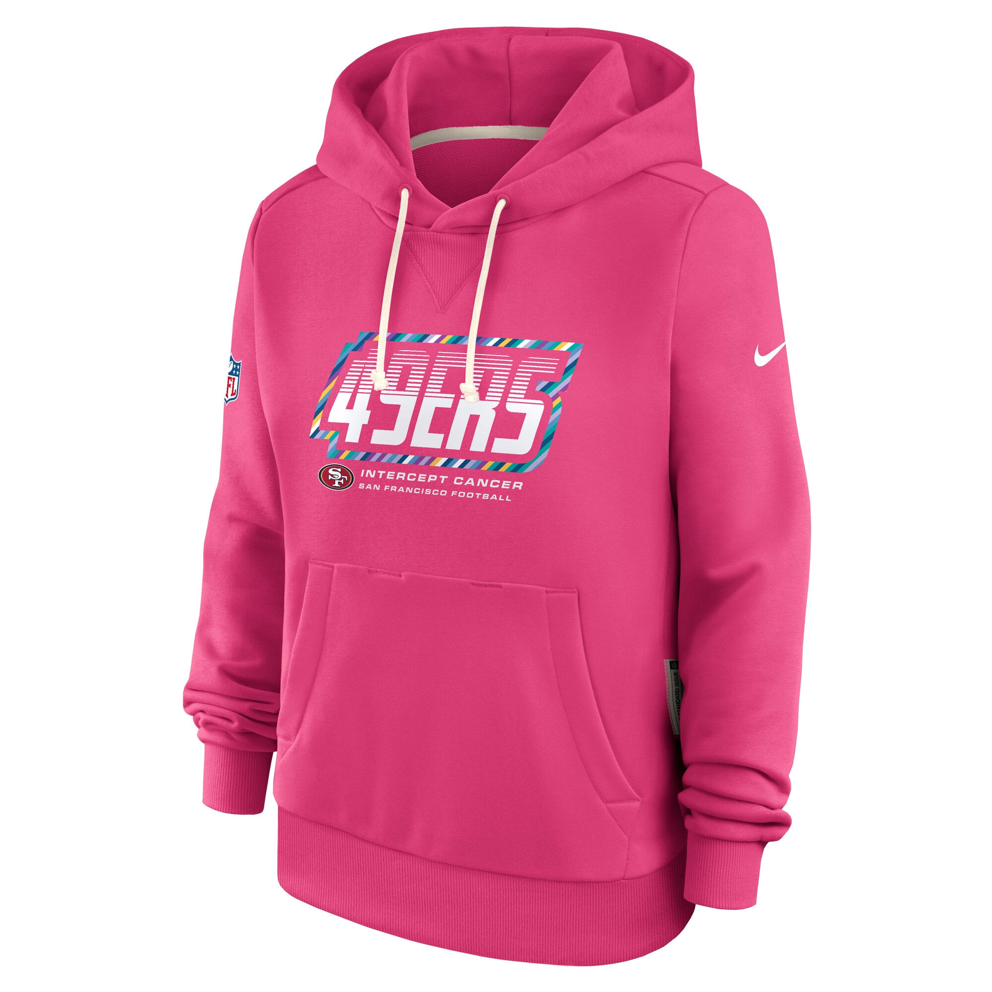 Sweat à capuche Nike rose pour femme, San Francisco 49ers 2026 NFL Crucial Catch Sideline Standard Issue Dri-FIT