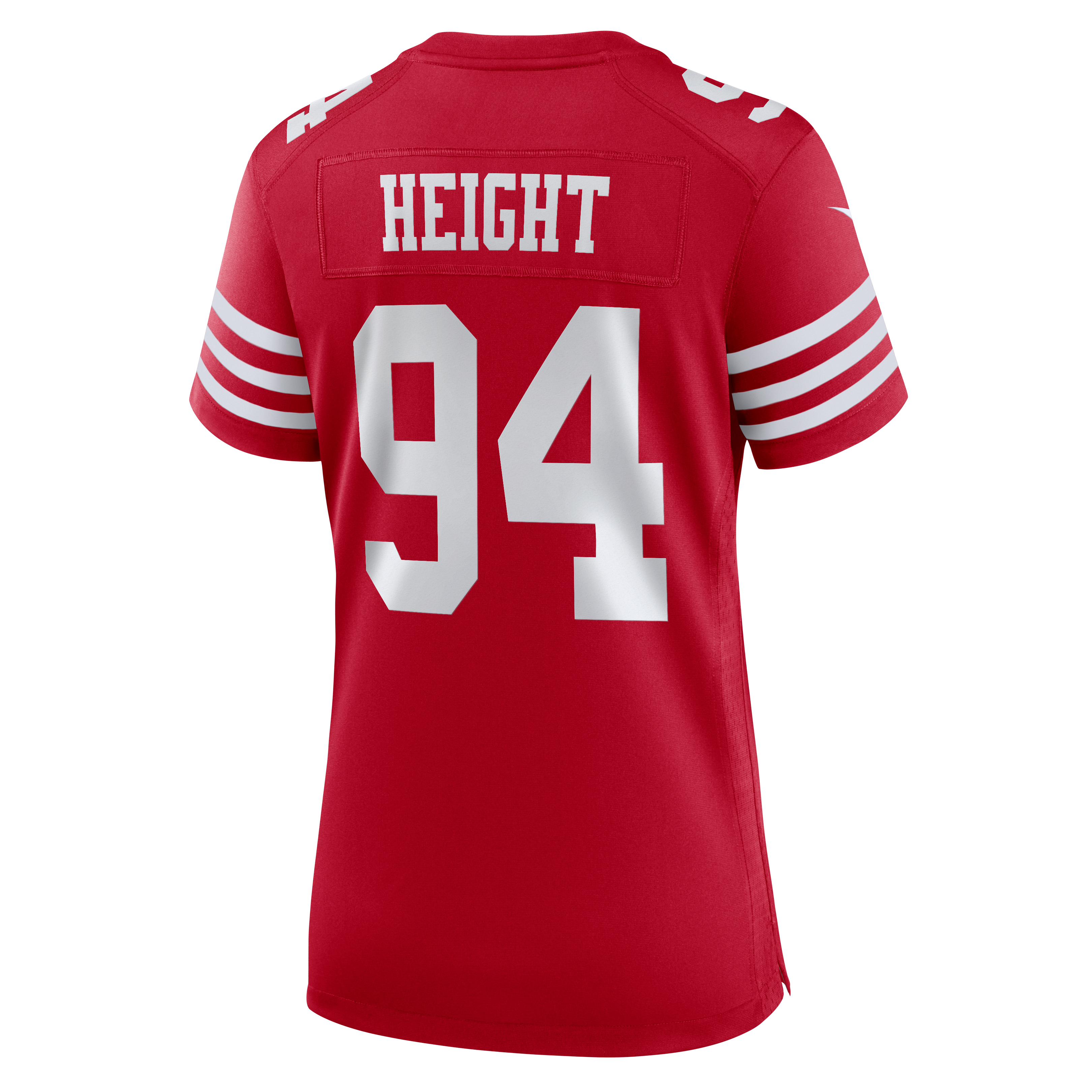 Maillot de match Nike Romello Height Scarlet pour femme, San Francisco 49ers