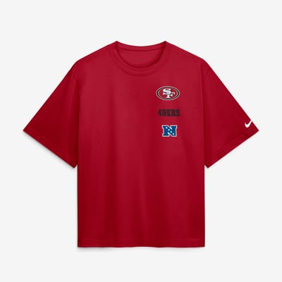 San Francisco 49ers Nike Women's Primetime Premium Essential Loose Fit Boxy T-Shirt - Scarlet