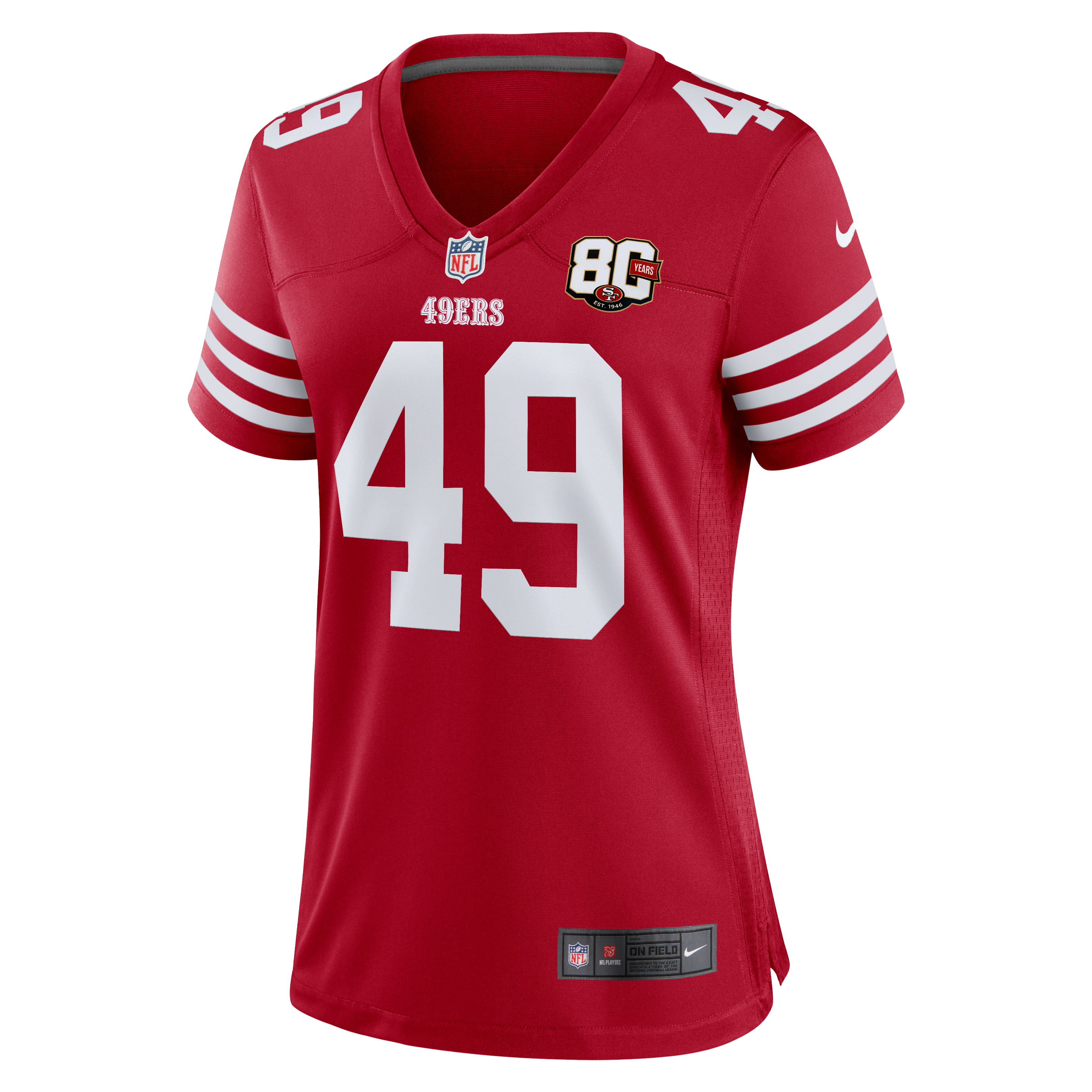 Women's Nike The Faithful Scarlet San Francisco 49ers 80th Anniversary Game Jersey