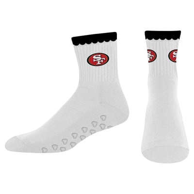  San Francisco 49ers PRO Compression Women's Heartshape Grippers Yoga-Pilates Quarter Socks - White