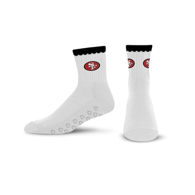  San Francisco 49ers PRO Compression Women's Heartshape Grippers Yoga-Pilates Quarter Socks - White