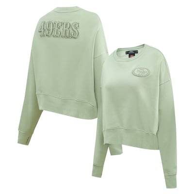  San Francisco 49ers Pro Standard Women's Oversized Cropped Neutral Pullover Sweatshirt - Light Green
