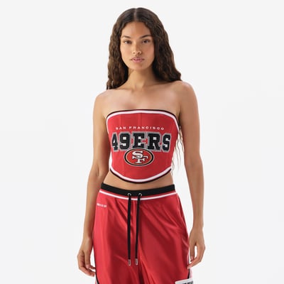 San Francisco 49ers Off Season Women's Shiny Strapless Corset - Scarlet