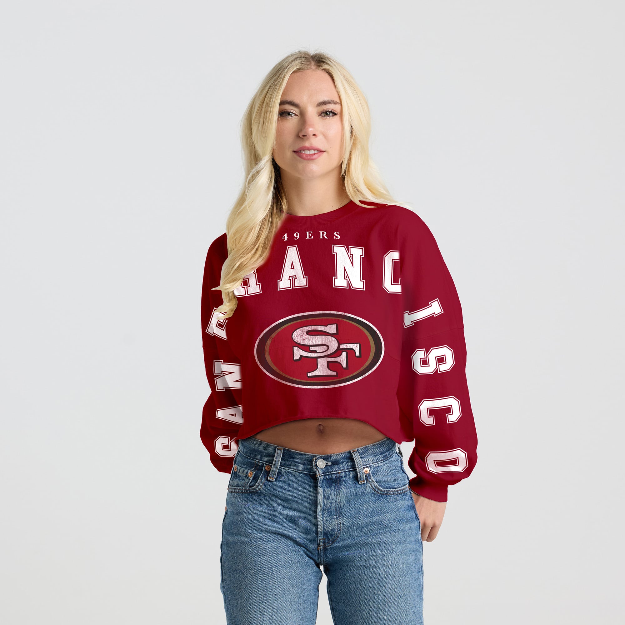 T-shirt court à manches longues Spirit Jersey pour femmes, écarlate, San Francisco 49ers