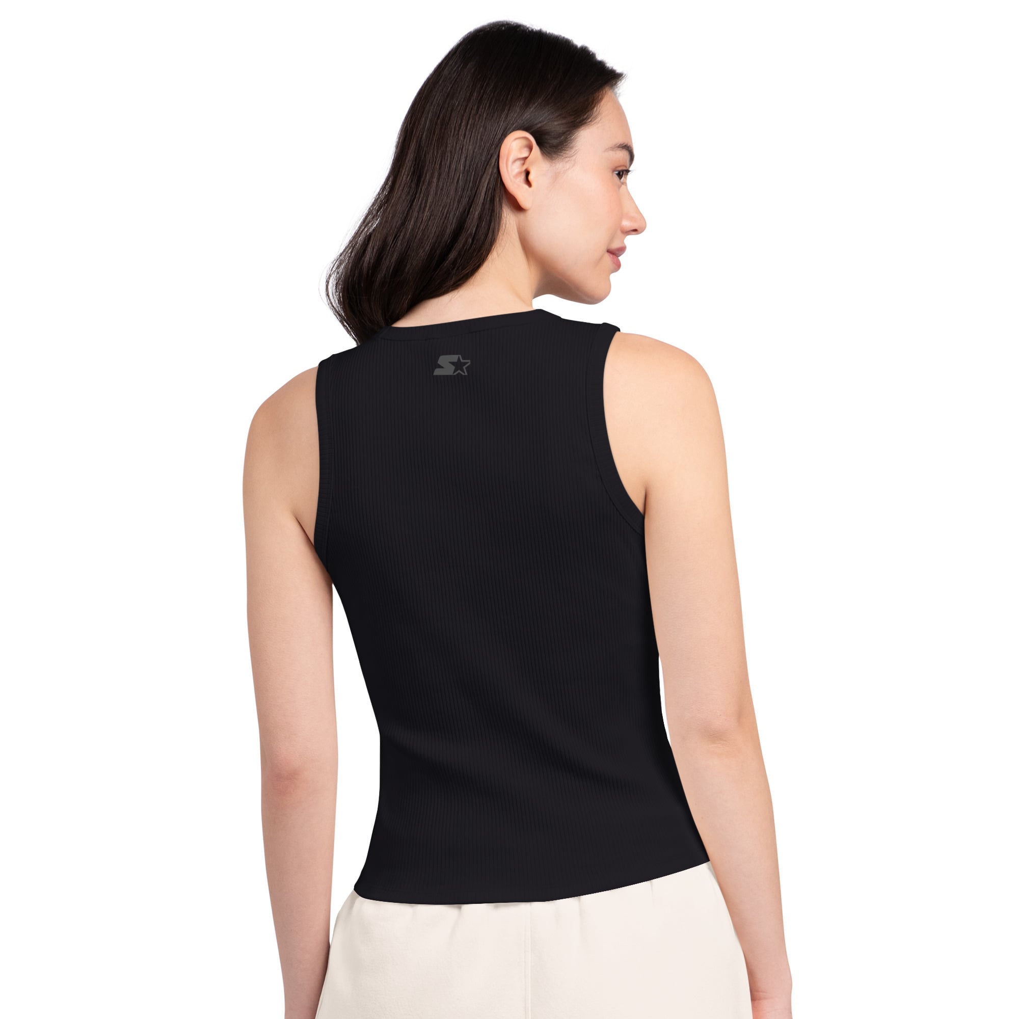 Women's  Starter Black San Francisco 49ers Athleisure Cropped Tank Top