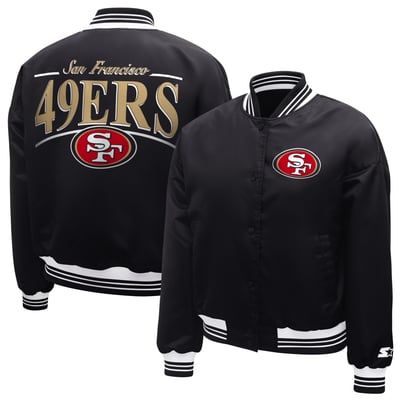  San Francisco 49ers Starter Satin Full-Snap Varsity Jacket - Black