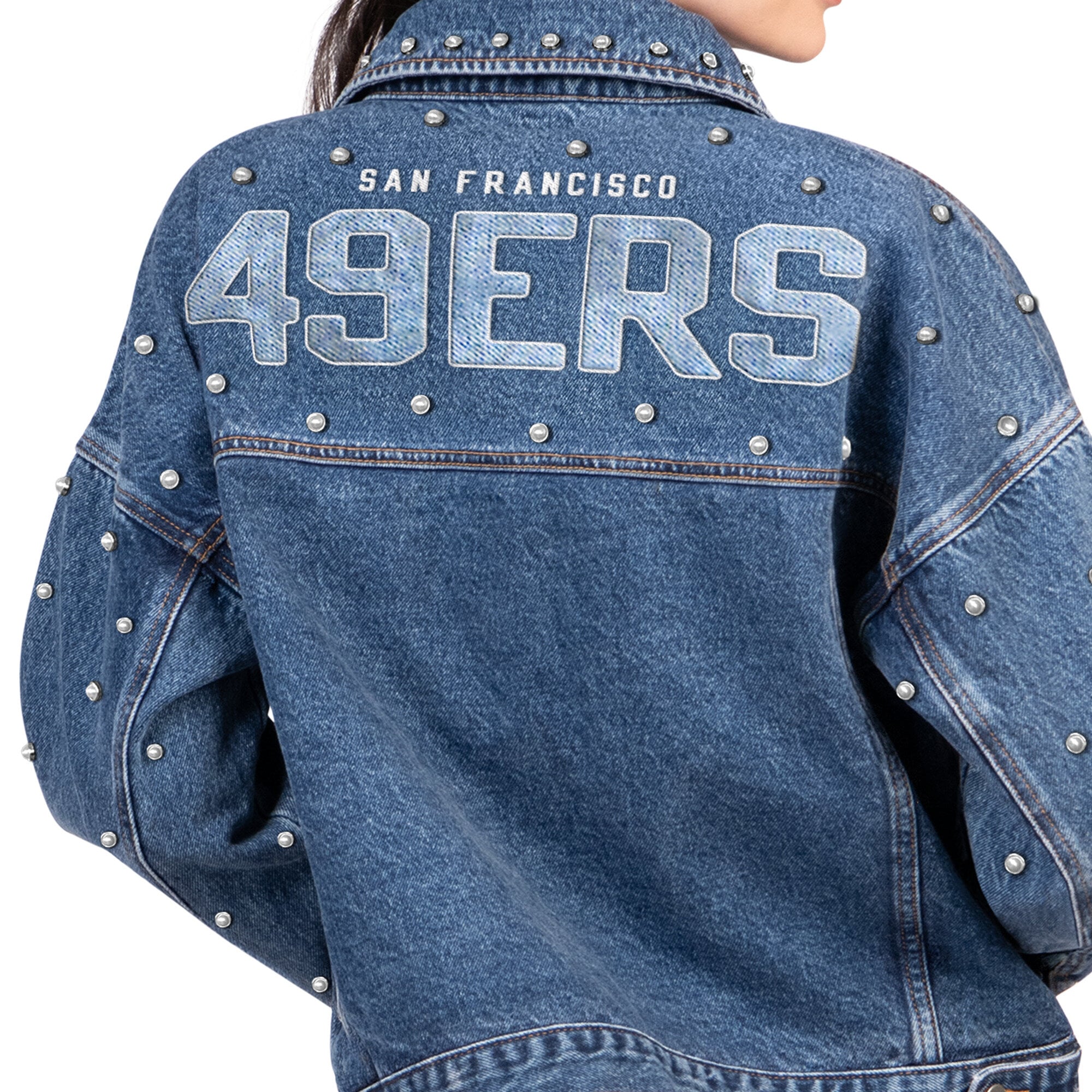 Veste en jean Starter Denim San Francisco 49ers Pearl Icon à boutons pour femme