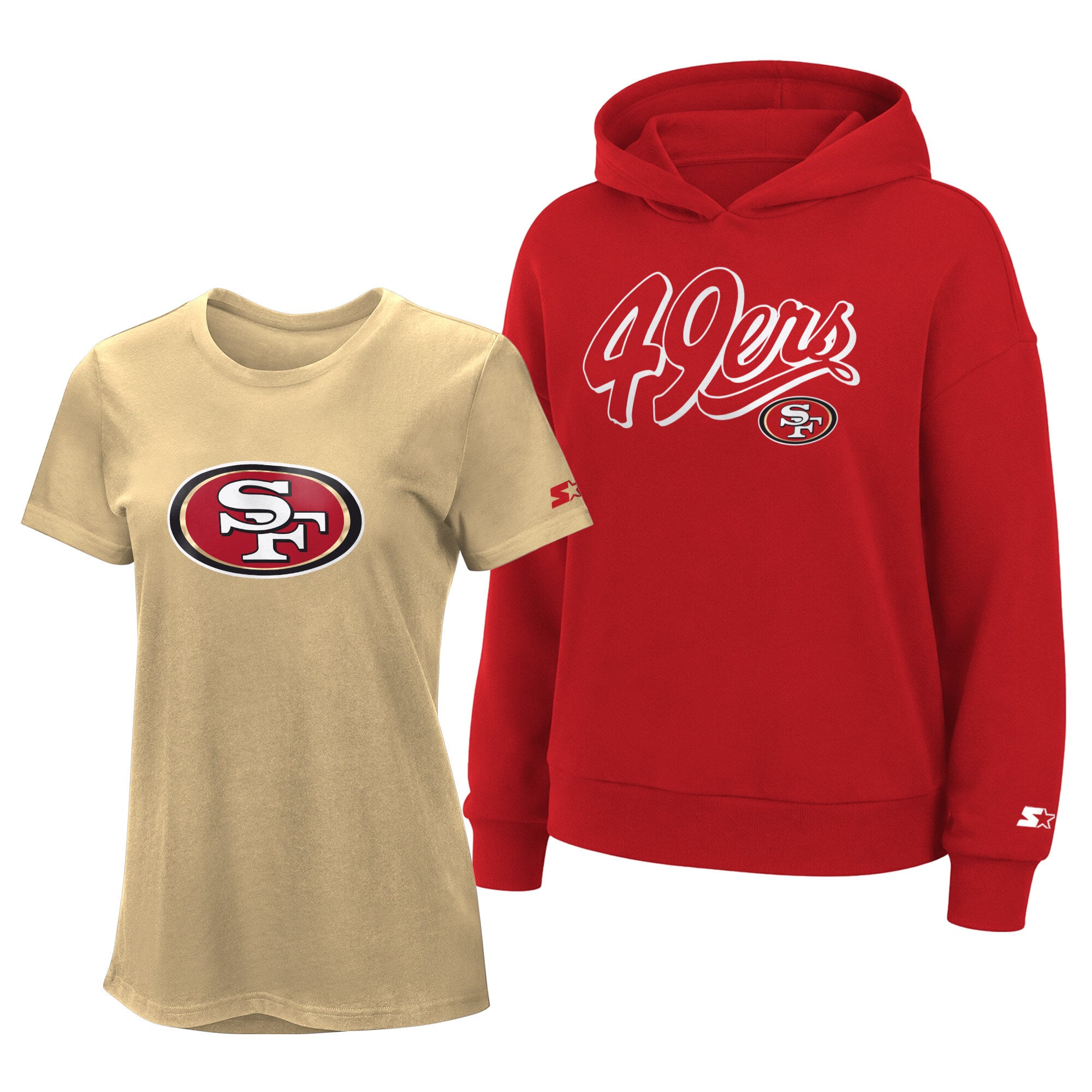 Ensemble sweat à capuche et t-shirt Starter or/écarlate pour femme des 49ers de San Francisco