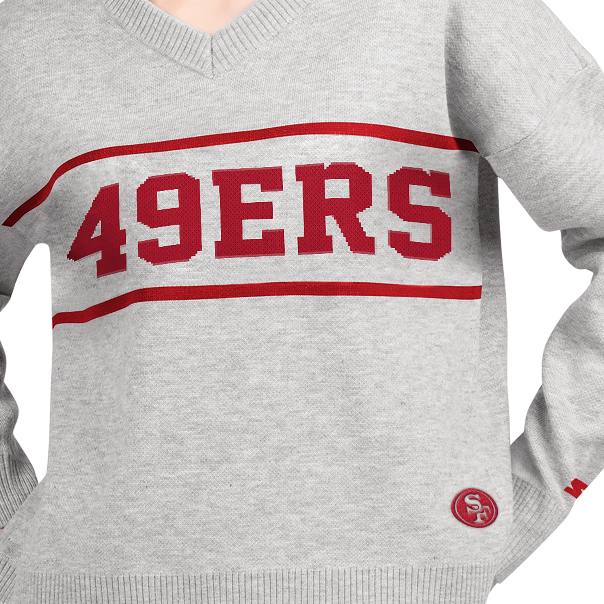 Women's Starter Gray San Francisco 49ers Best Shot V-Neck Sweater