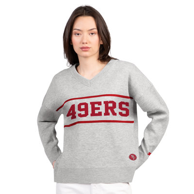 San Francisco 49ers Starter Women's Best Shot V-Neck Sweater - Gray