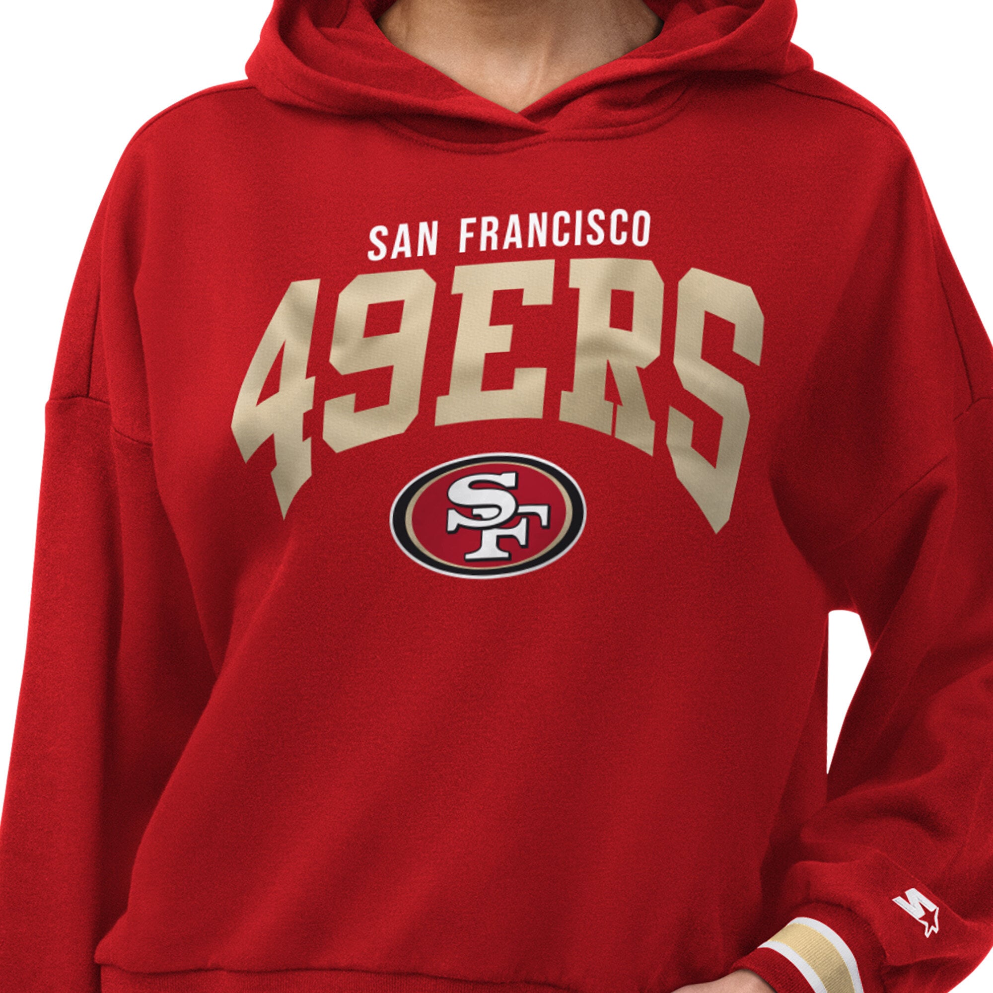Sweat à capuche Starter Scarlet pour femmes, motif plaque de base des 49ers San Francisco
