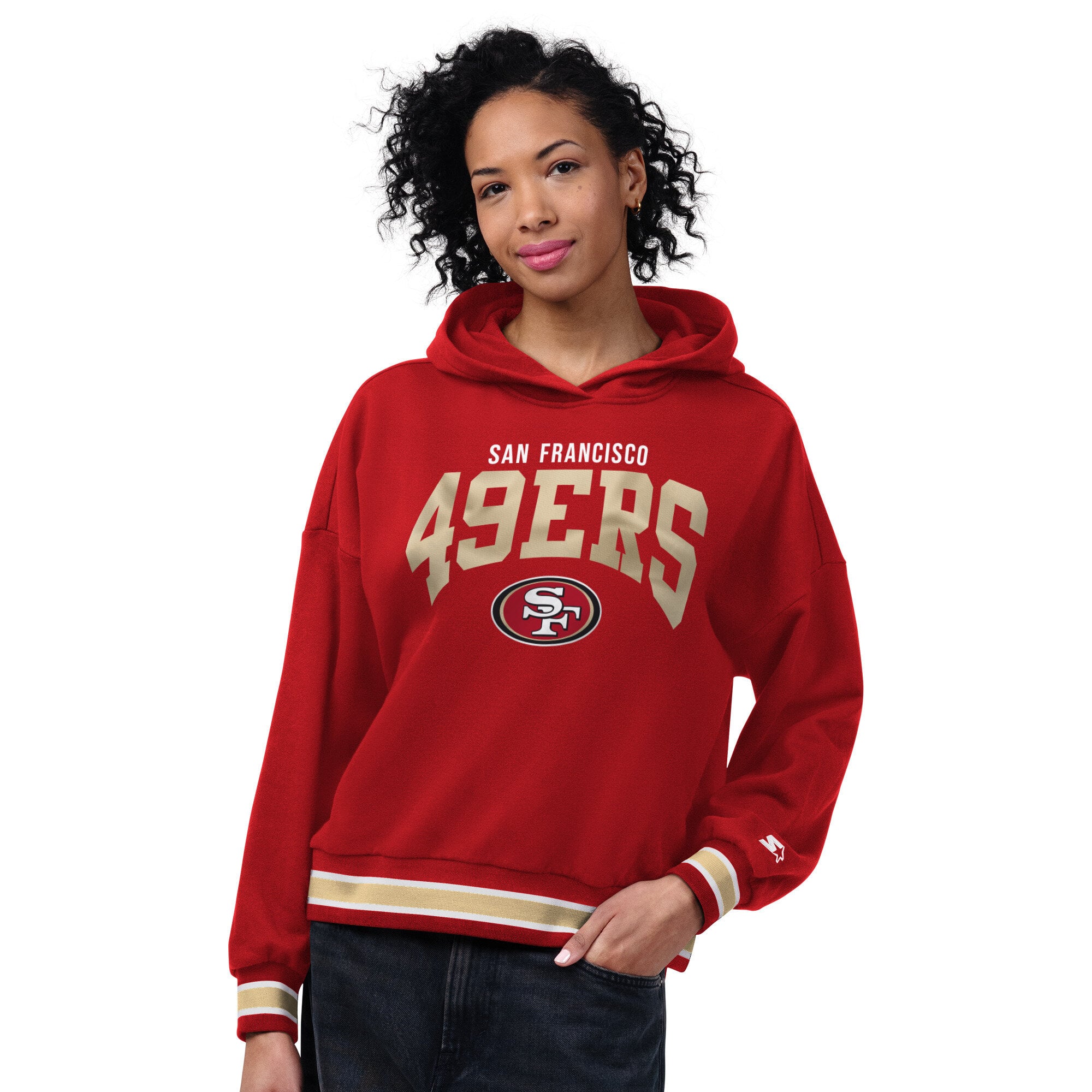 Sweat à capuche Starter Scarlet pour femmes, motif plaque de base des 49ers San Francisco
