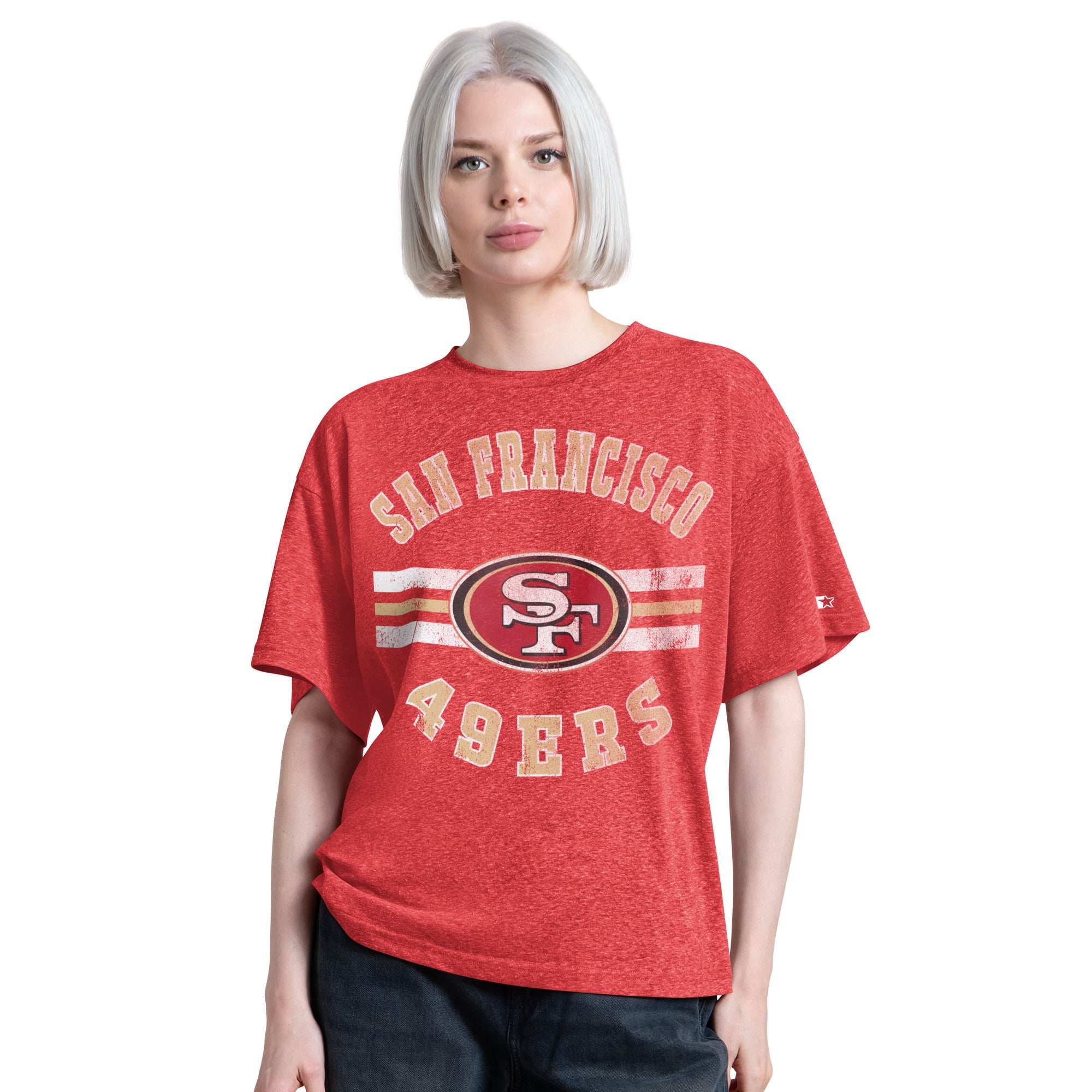 T-shirt Starter Scarlet pour femme, motif Jump Shot Boyfriend, mélange de trois matières