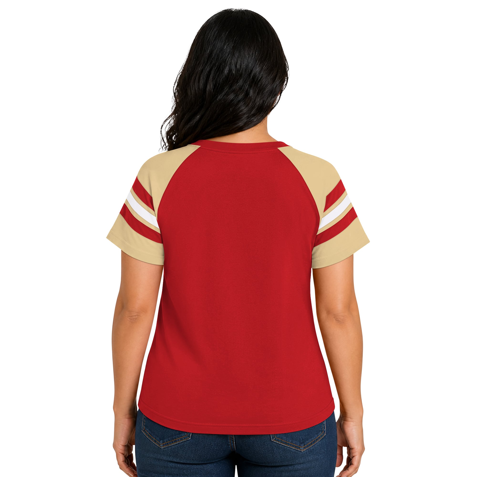 T-shirt raglan à col cranté Starter Scarlet pour femme, San Francisco 49ers, grande taille.