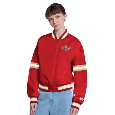  San Francisco 49ers Starter Women's Satin Varsity Full-Snap Jacket - Scarlet