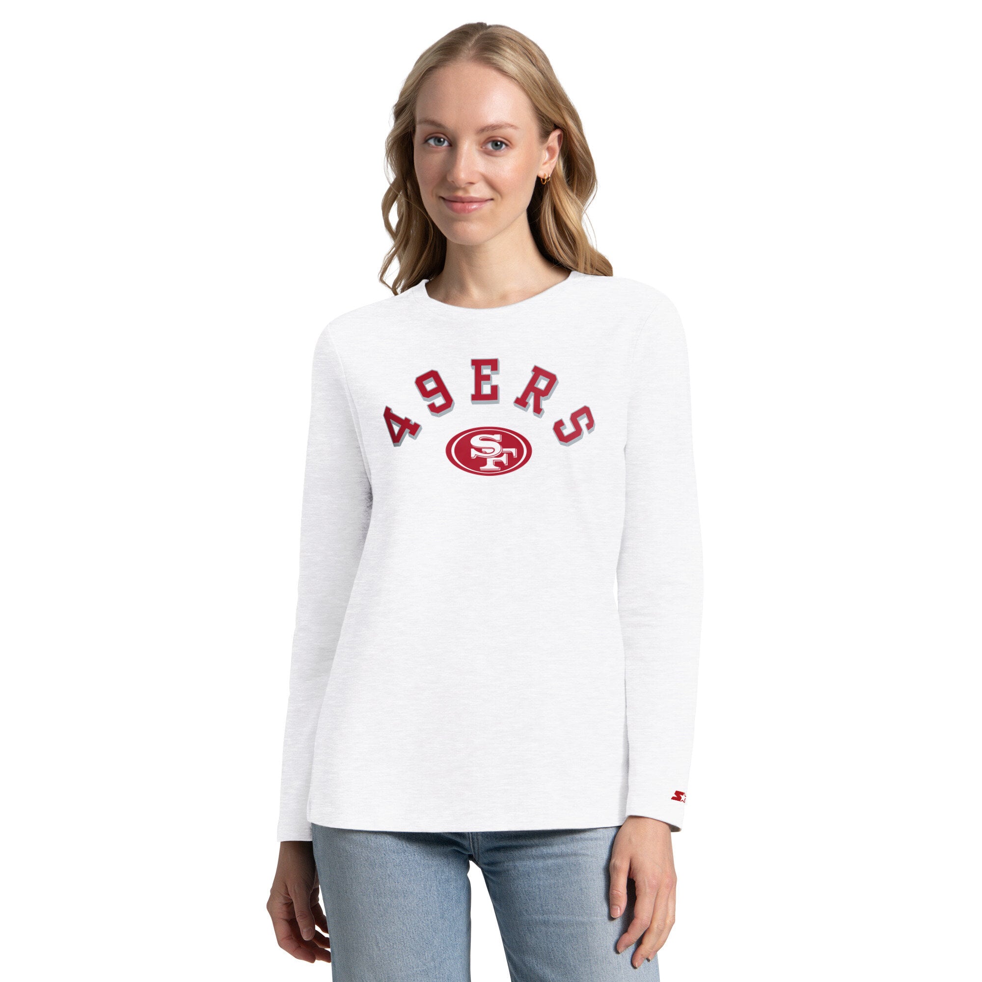 Pack de t-shirts à manches courtes et longues Starter pour femmes, coloris écarlate/cendré, San Francisco 49ers