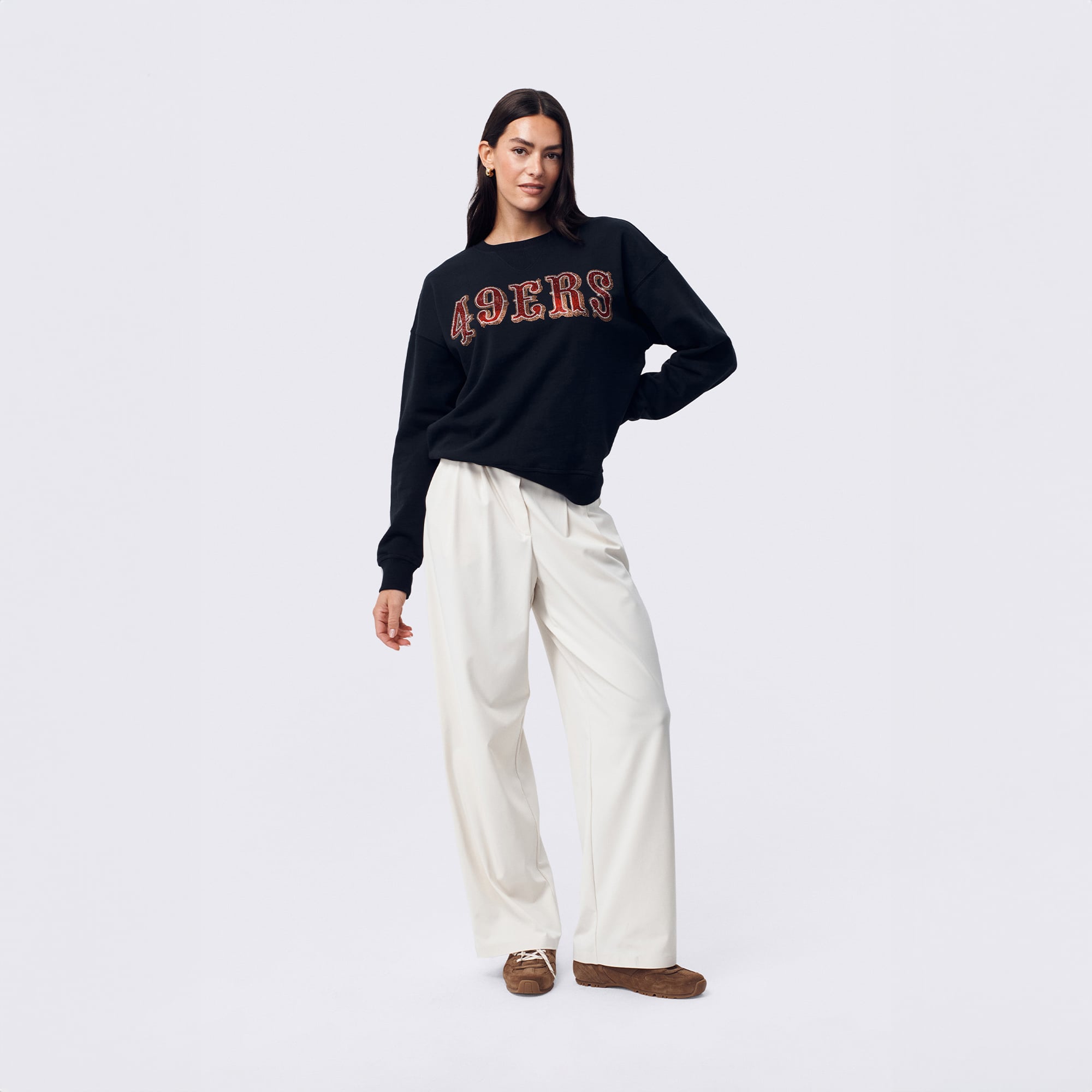 Sweat-shirt Terez noir pour femme, logo pierre précieuse des 49ers de San Francisco