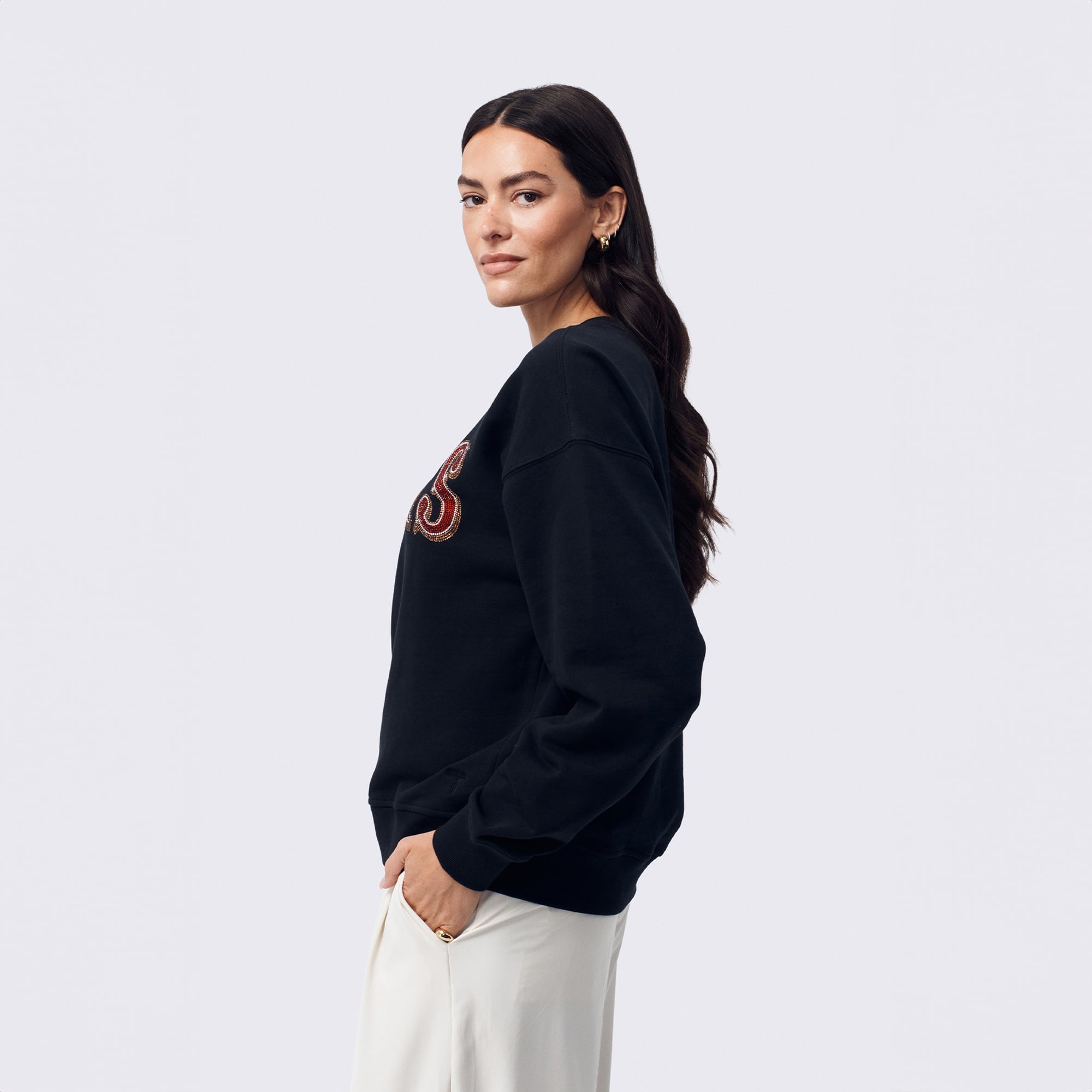 Sweat-shirt Terez noir pour femme, logo pierre précieuse des 49ers de San Francisco