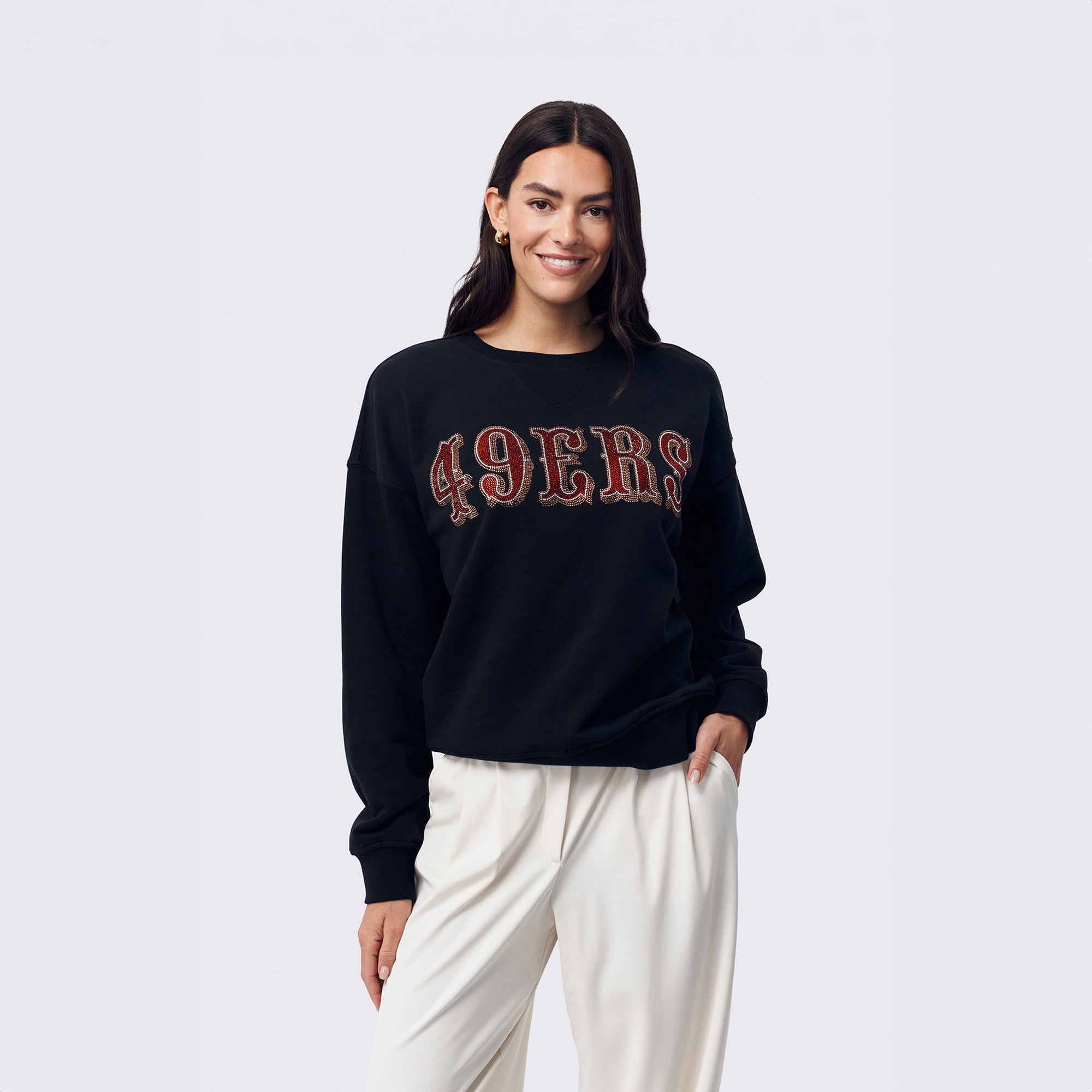 Sweat-shirt Terez noir pour femme, logo pierre précieuse des 49ers de San Francisco