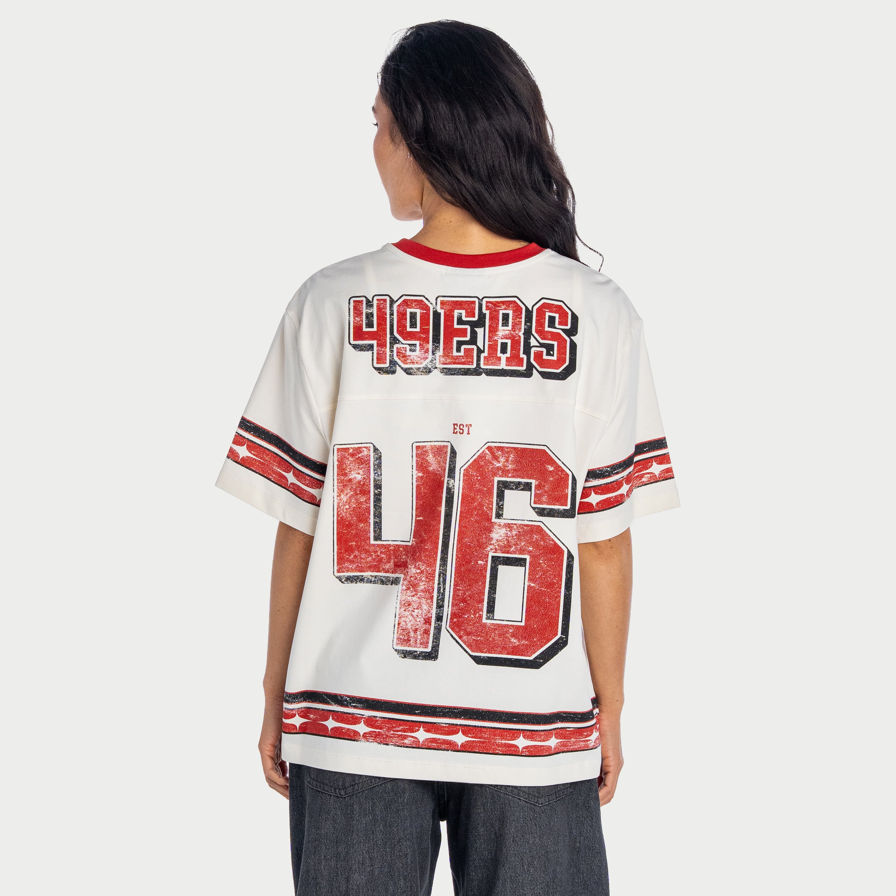 T-shirt boyfriend oversize crème The Wild Collective pour femme, San Francisco 49ers