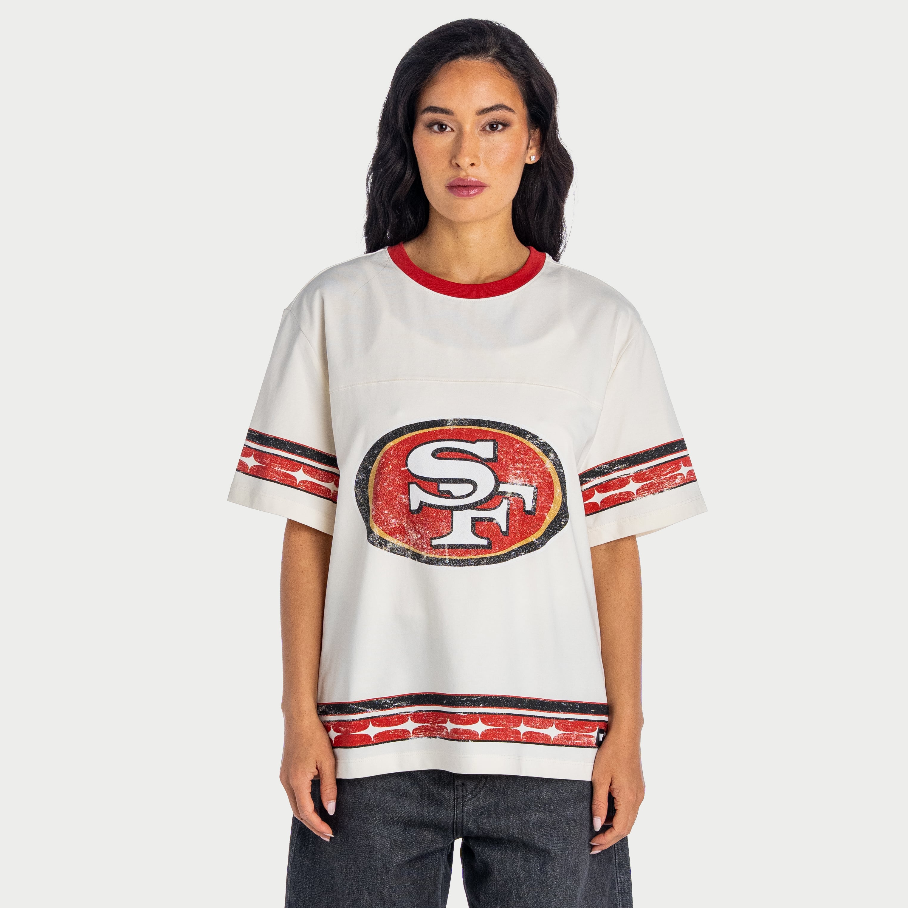 T-shirt boyfriend oversize crème The Wild Collective pour femme, San Francisco 49ers