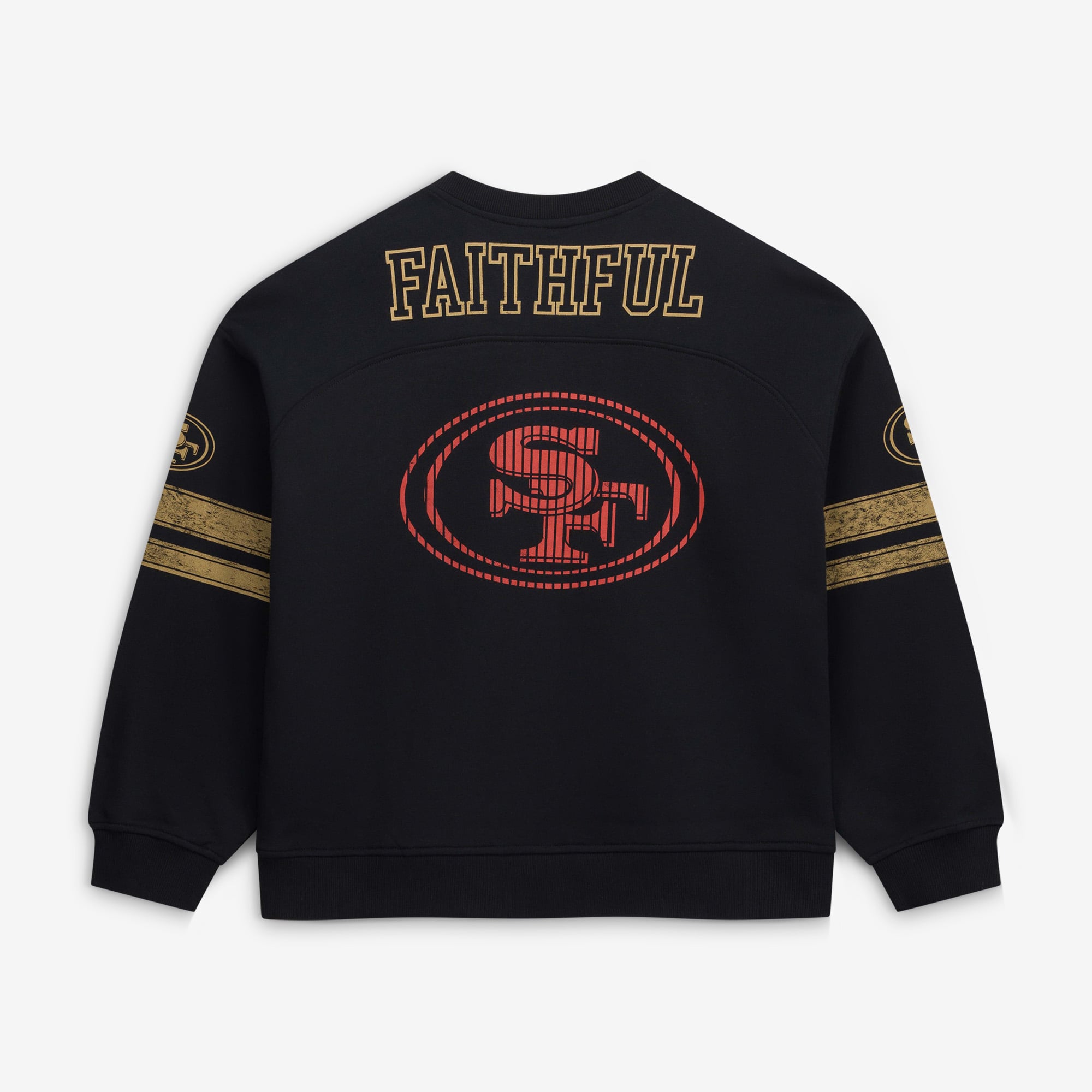 Sweat-shirt ample noir à col en V pour femme The Wild Collective San Francisco 49ers