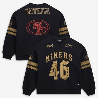  San Francisco 49ers The Wild Collective Women's Baggy V-Neck Sweatshirt - Black