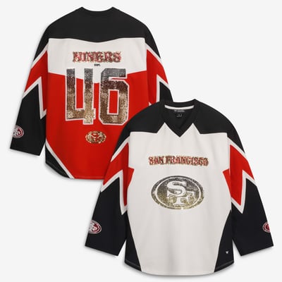  San Francisco 49ers The Wild Collective Women's Fashion Jersey Long Sleeve T-Shirt - White
