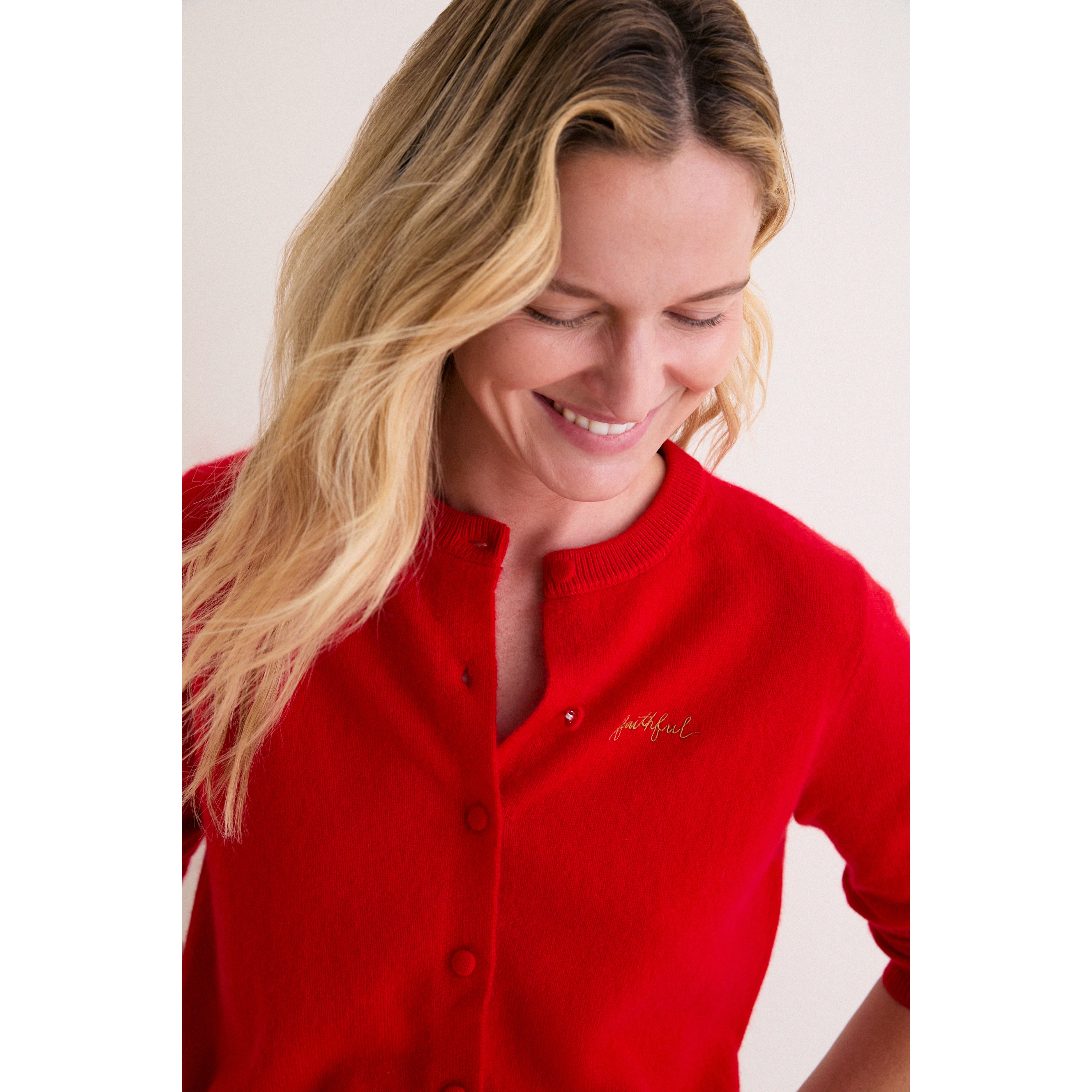 Gilet en cachemire à boutons Tuckernuck Scarlet San Francisco 49ers pour femme