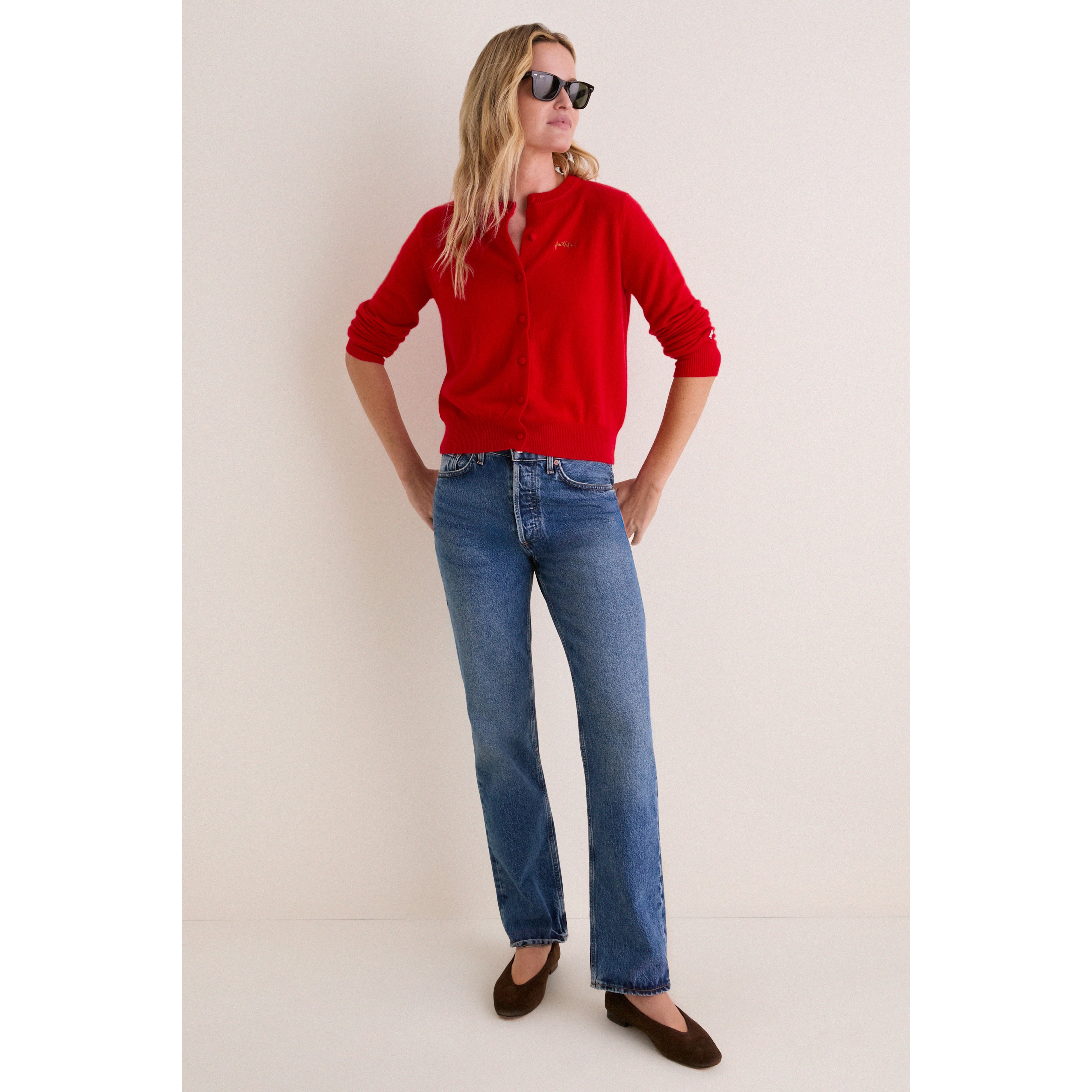 Gilet en cachemire à boutons Tuckernuck Scarlet San Francisco 49ers pour femme