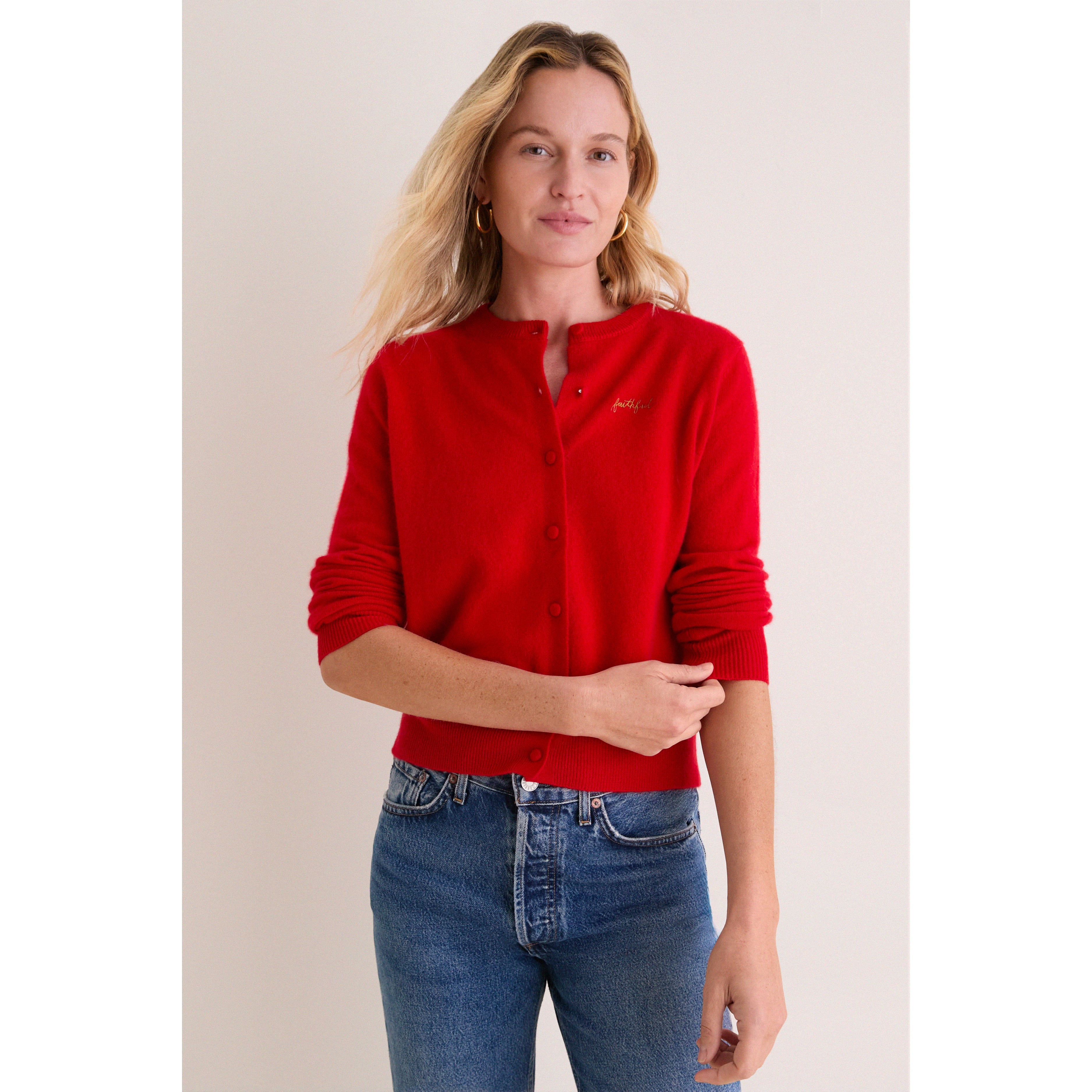 Gilet en cachemire à boutons Tuckernuck Scarlet San Francisco 49ers pour femme