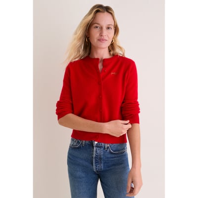 San Francisco 49ers Tuckernuck Women's Full-Button Cashmere Cardigan - Scarlet