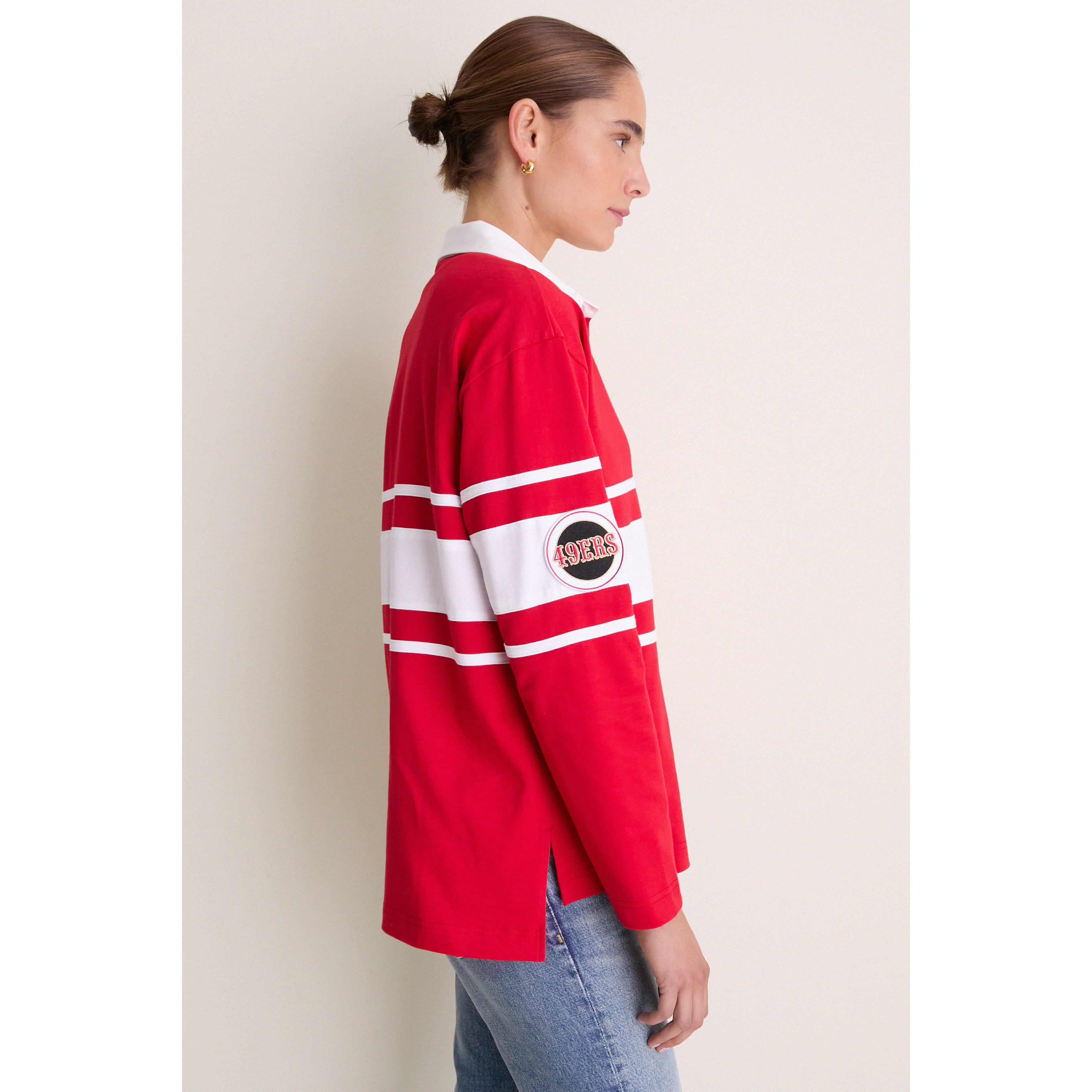 Polo de rugby à manches longues Tuckernuck Scarlet pour femme, San Francisco 49ers
