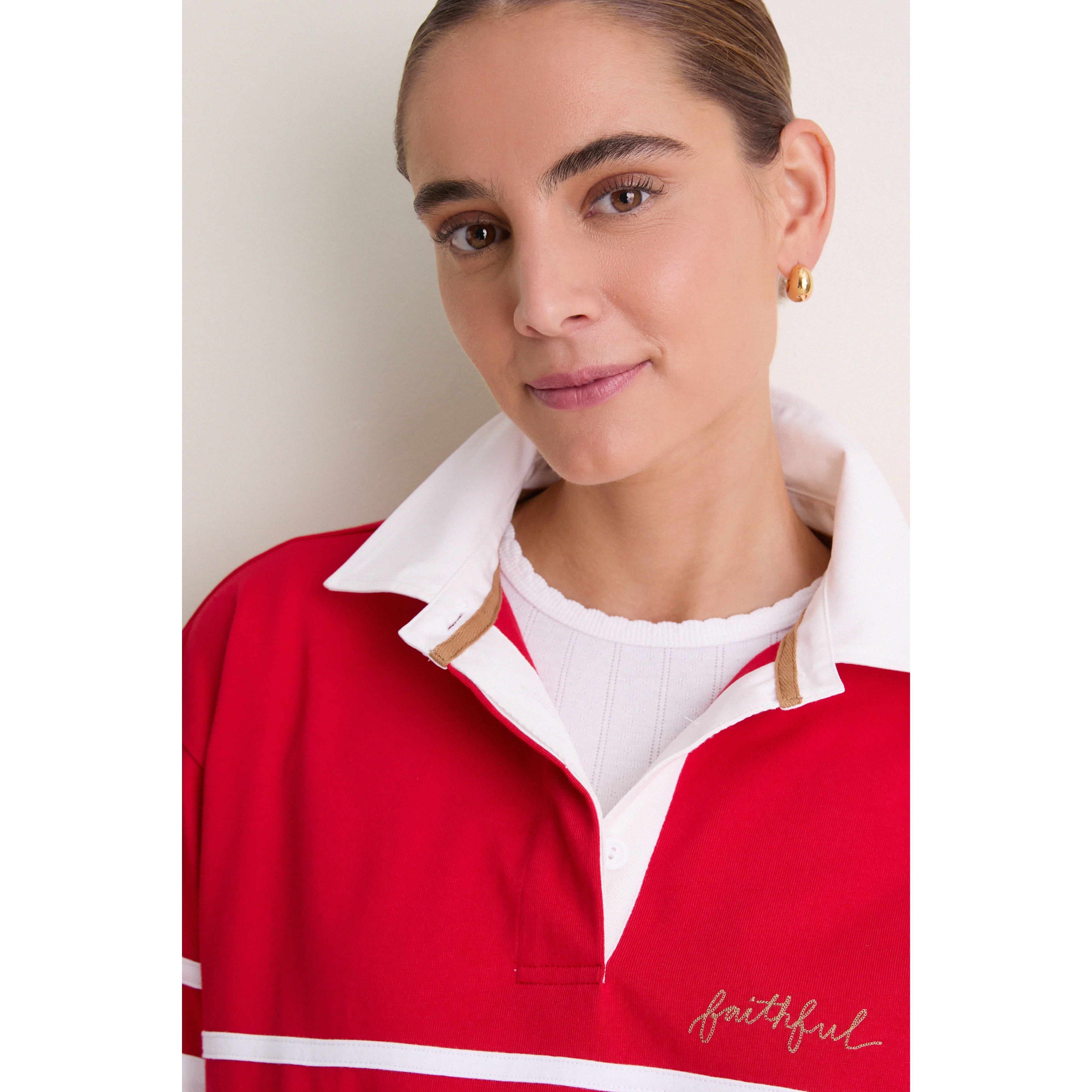 Polo de rugby à manches longues Tuckernuck Scarlet pour femme, San Francisco 49ers