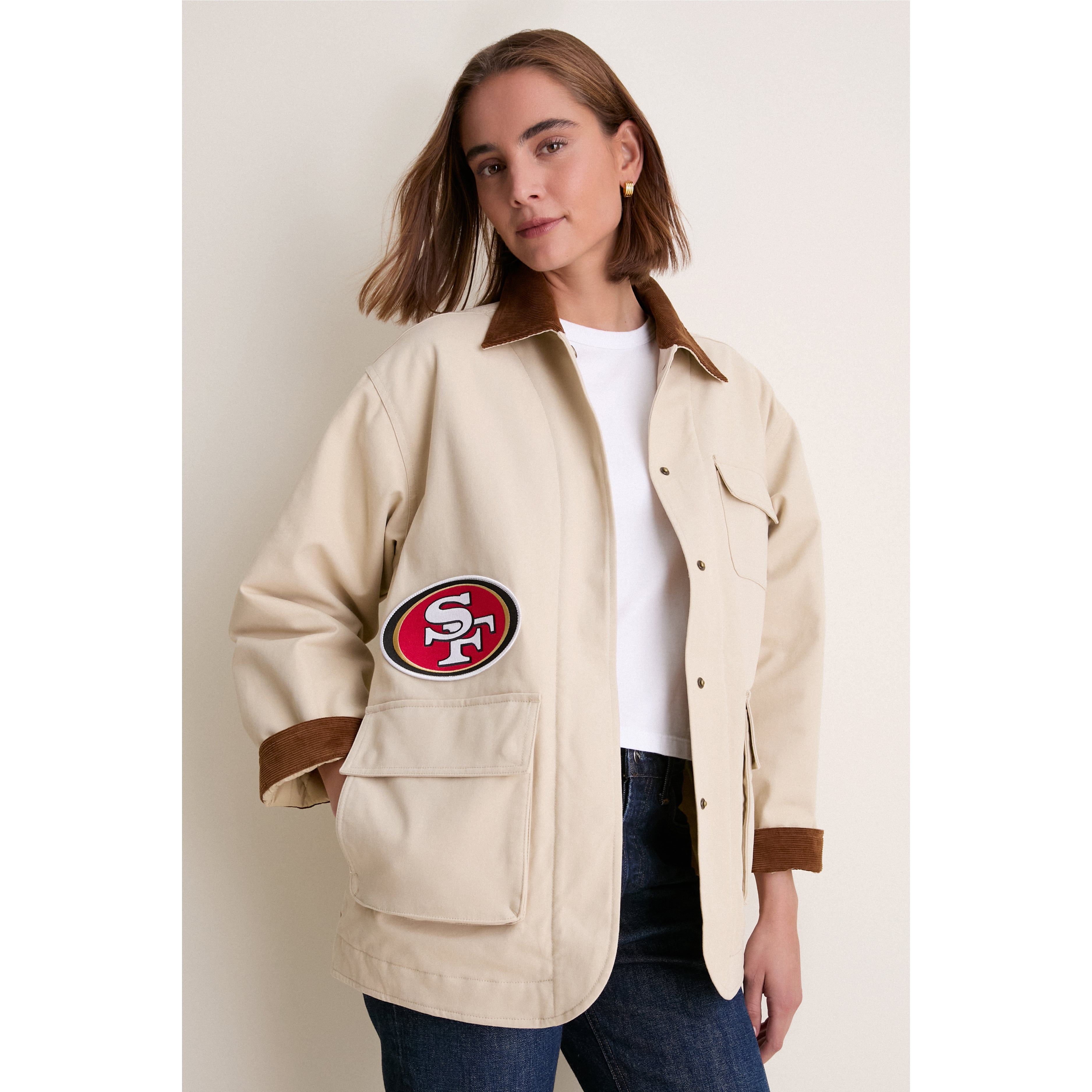 Veste de grange Tuckernuck Stone pour femmes, San Francisco 49ers, à boutons-pression.