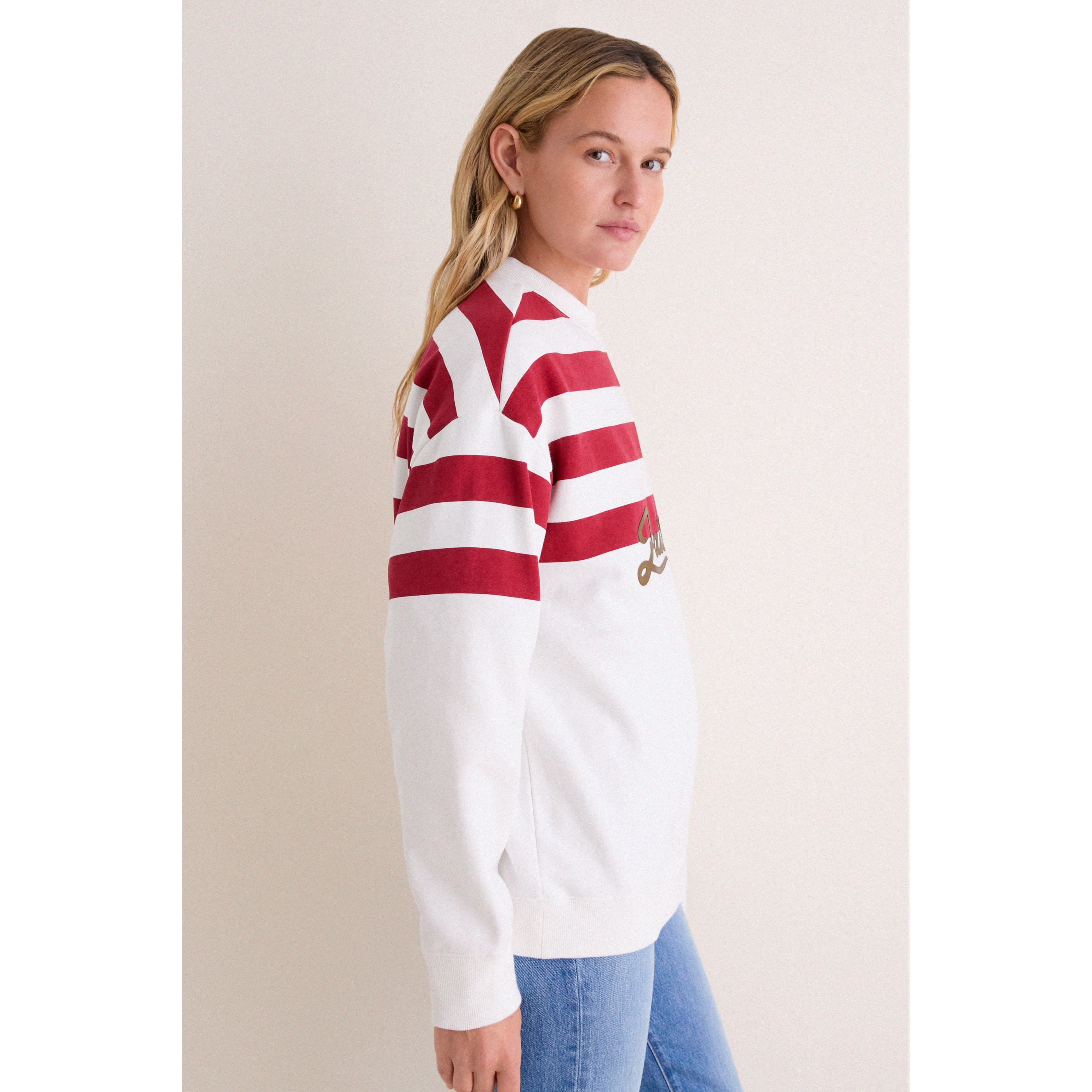 Sweat-shirt rayé blanc et écarlate des 49ers de San Francisco pour femmes Tuckernuck