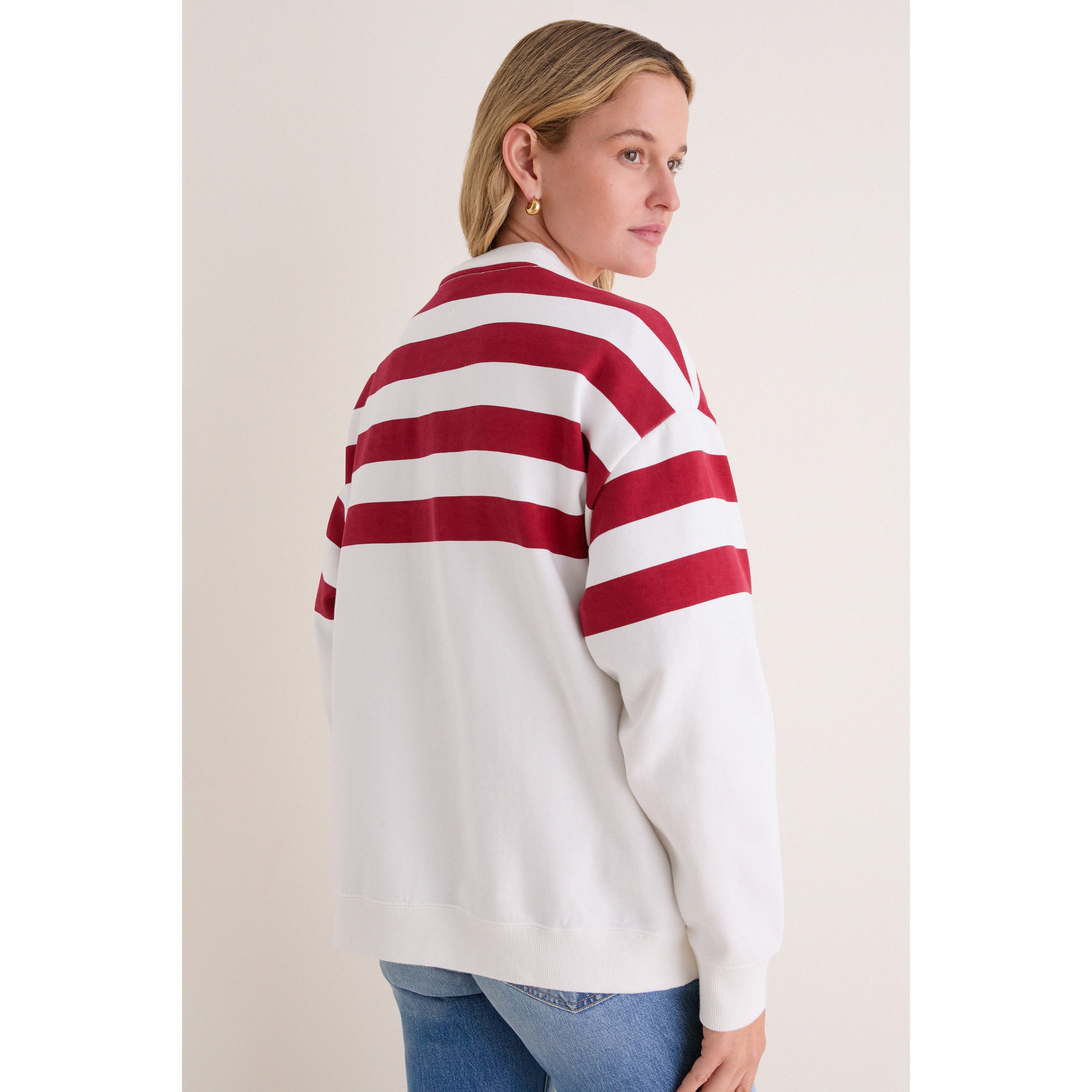 Sweat-shirt rayé blanc et écarlate des 49ers de San Francisco pour femmes Tuckernuck