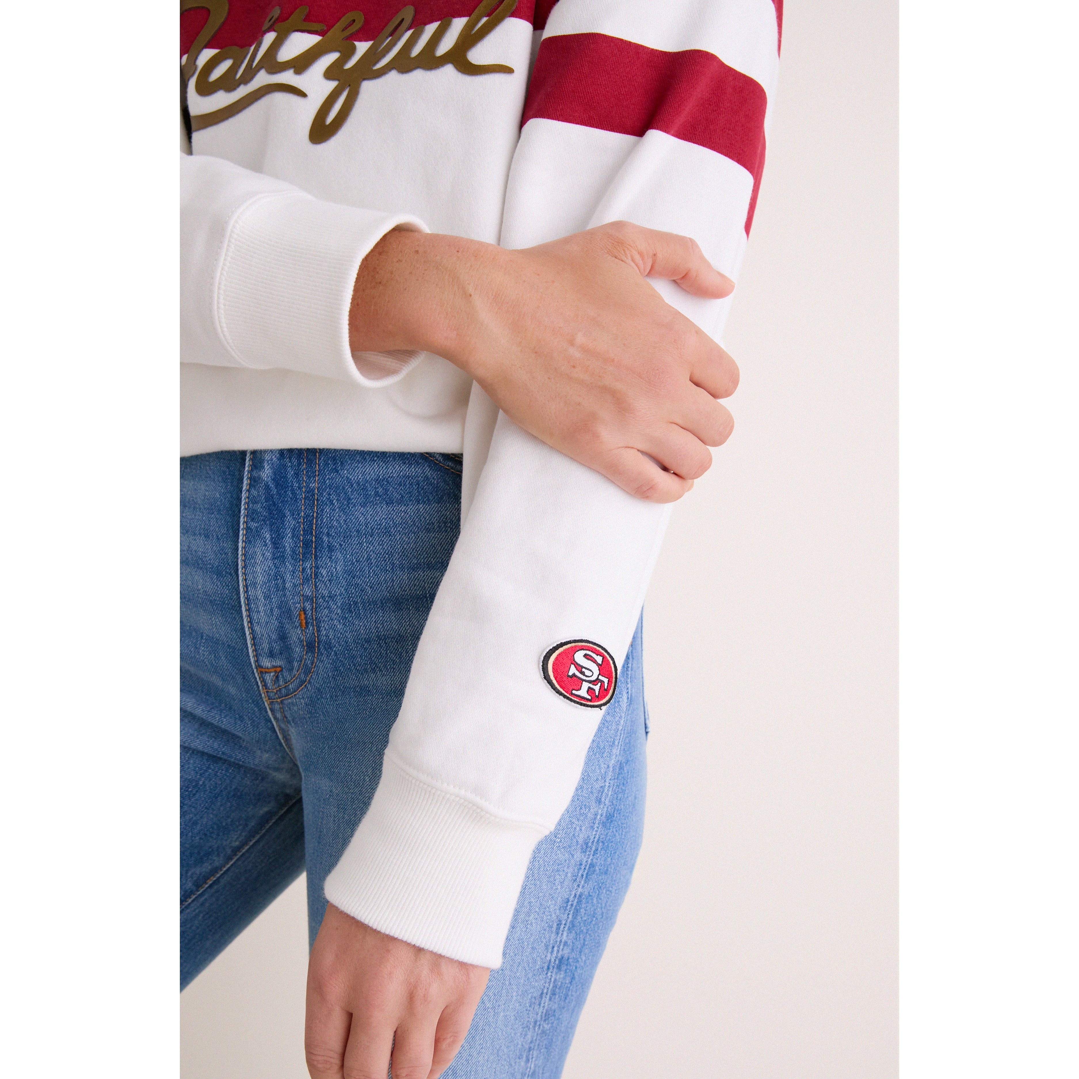 Sweat-shirt rayé blanc et écarlate des 49ers de San Francisco pour femmes Tuckernuck