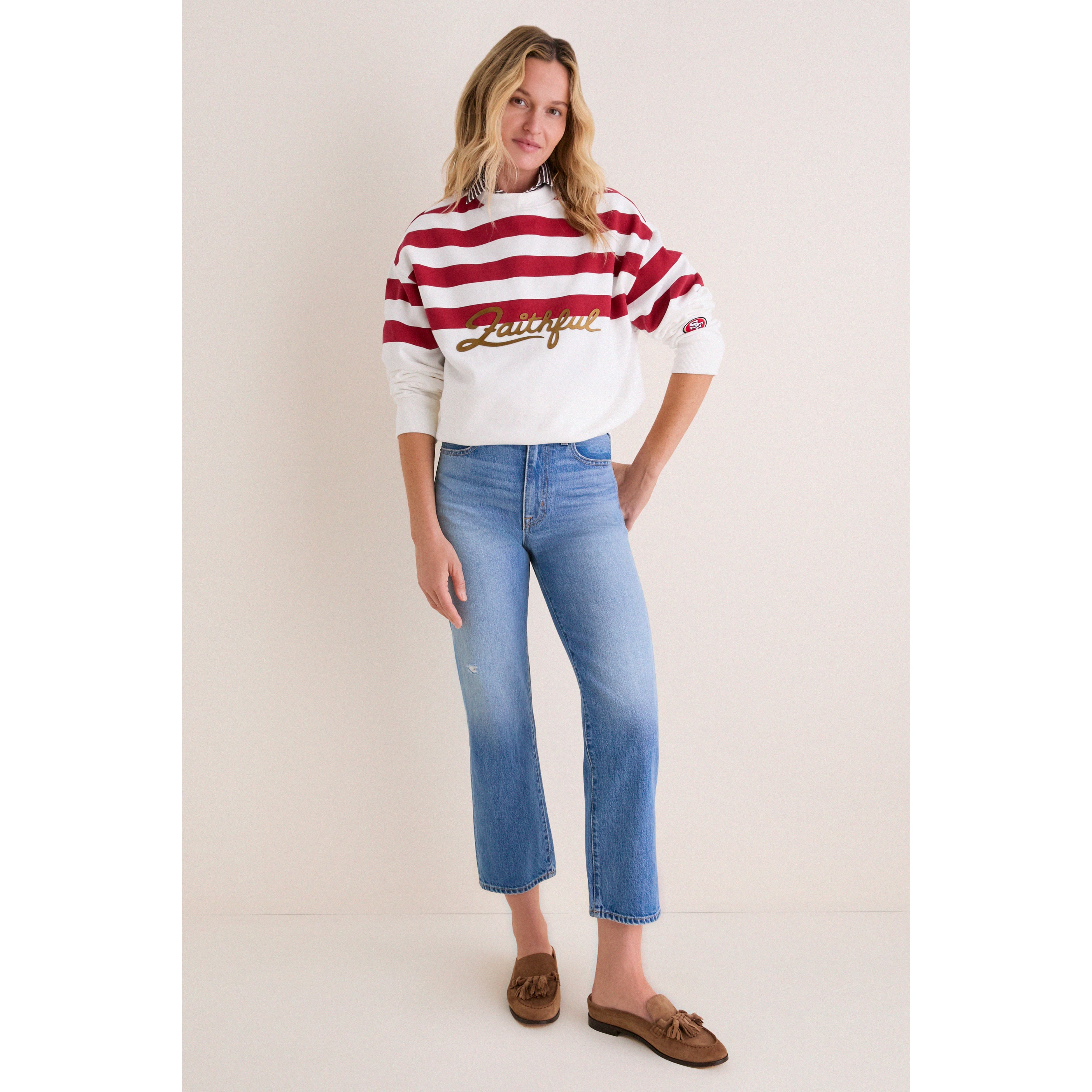 Sweat-shirt rayé blanc et écarlate des 49ers de San Francisco pour femmes Tuckernuck