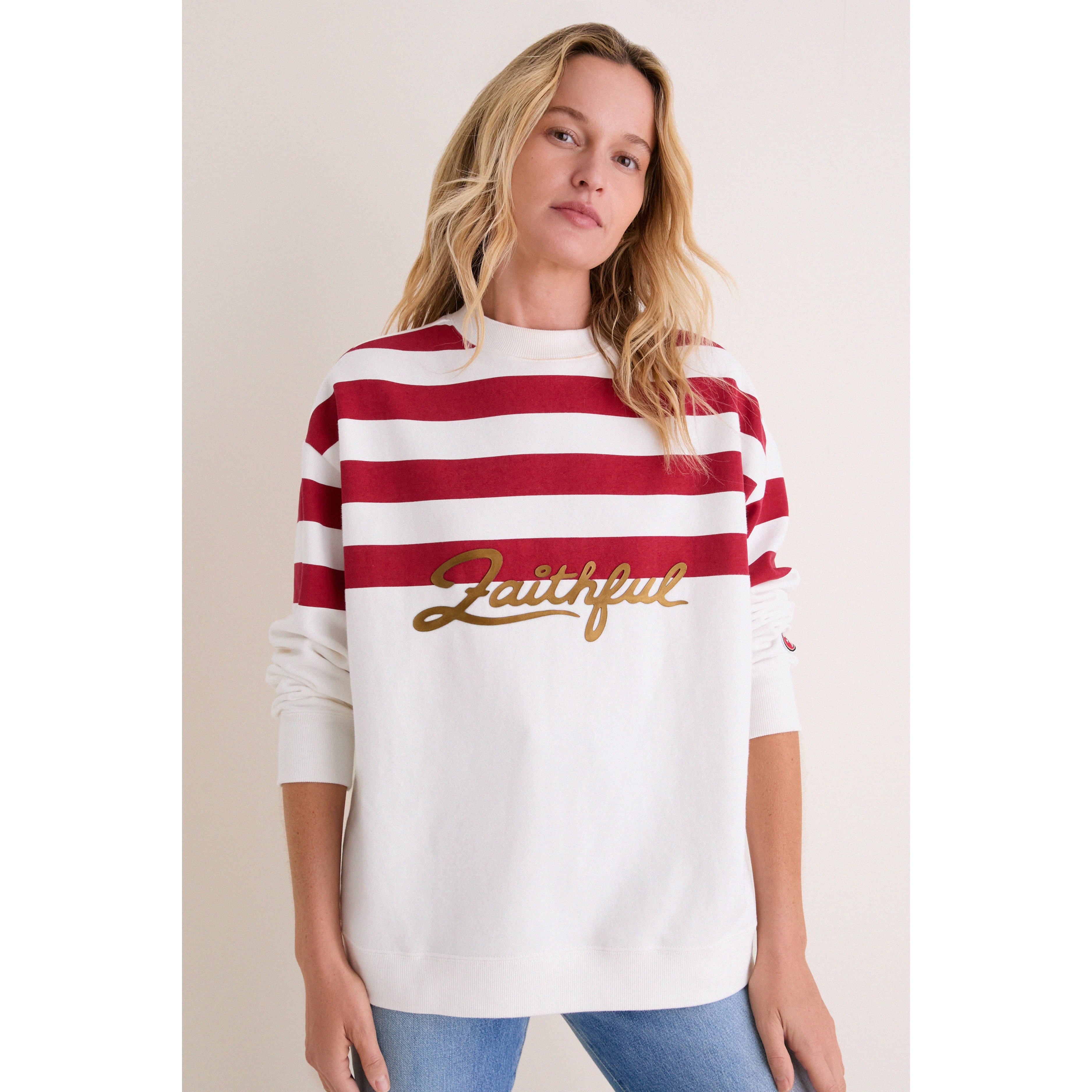 Sweat-shirt rayé blanc et écarlate des 49ers de San Francisco pour femmes Tuckernuck