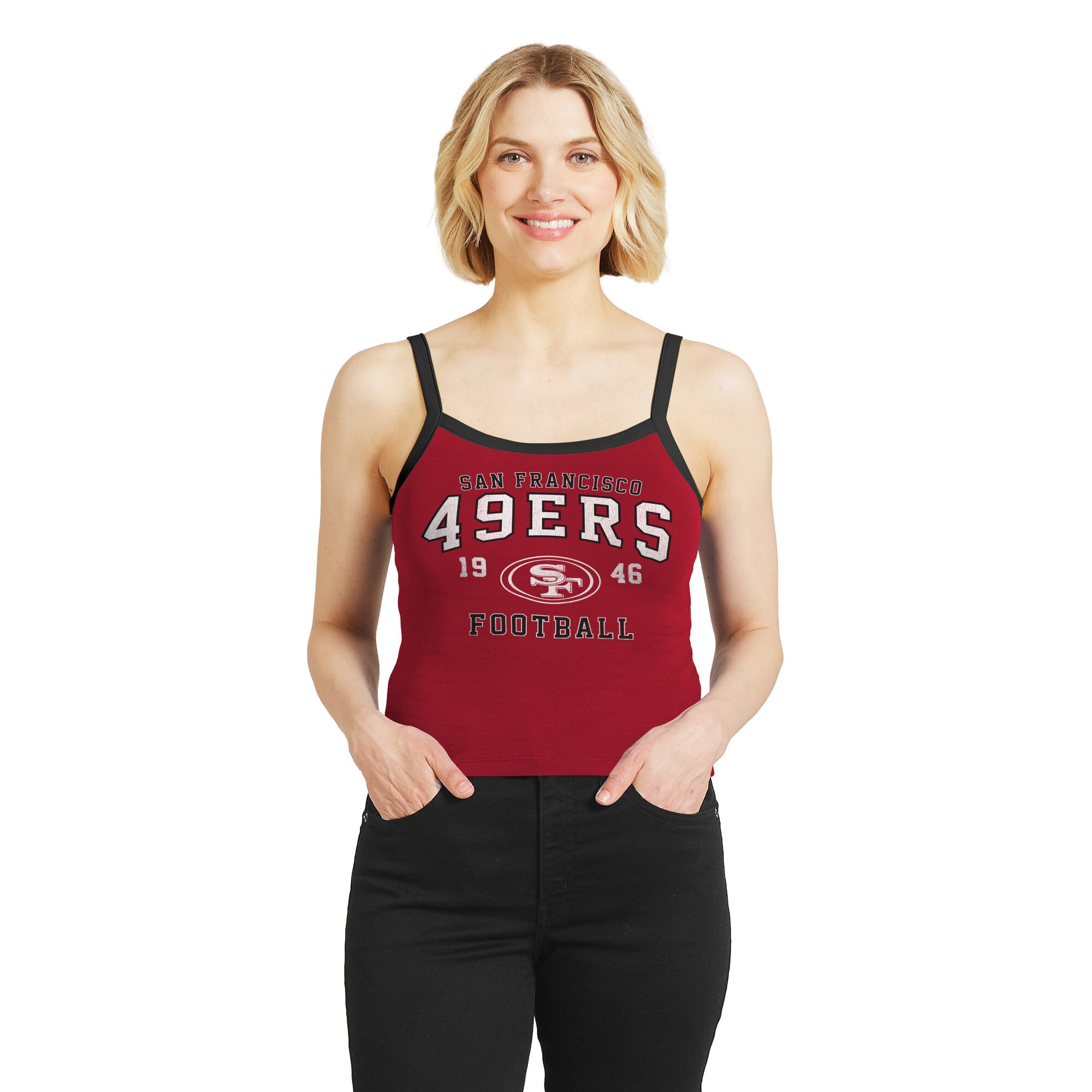 Débardeur à blocs de couleurs écarlates des 49ers San Francisco, collection femme WEAR by Erin Andrews