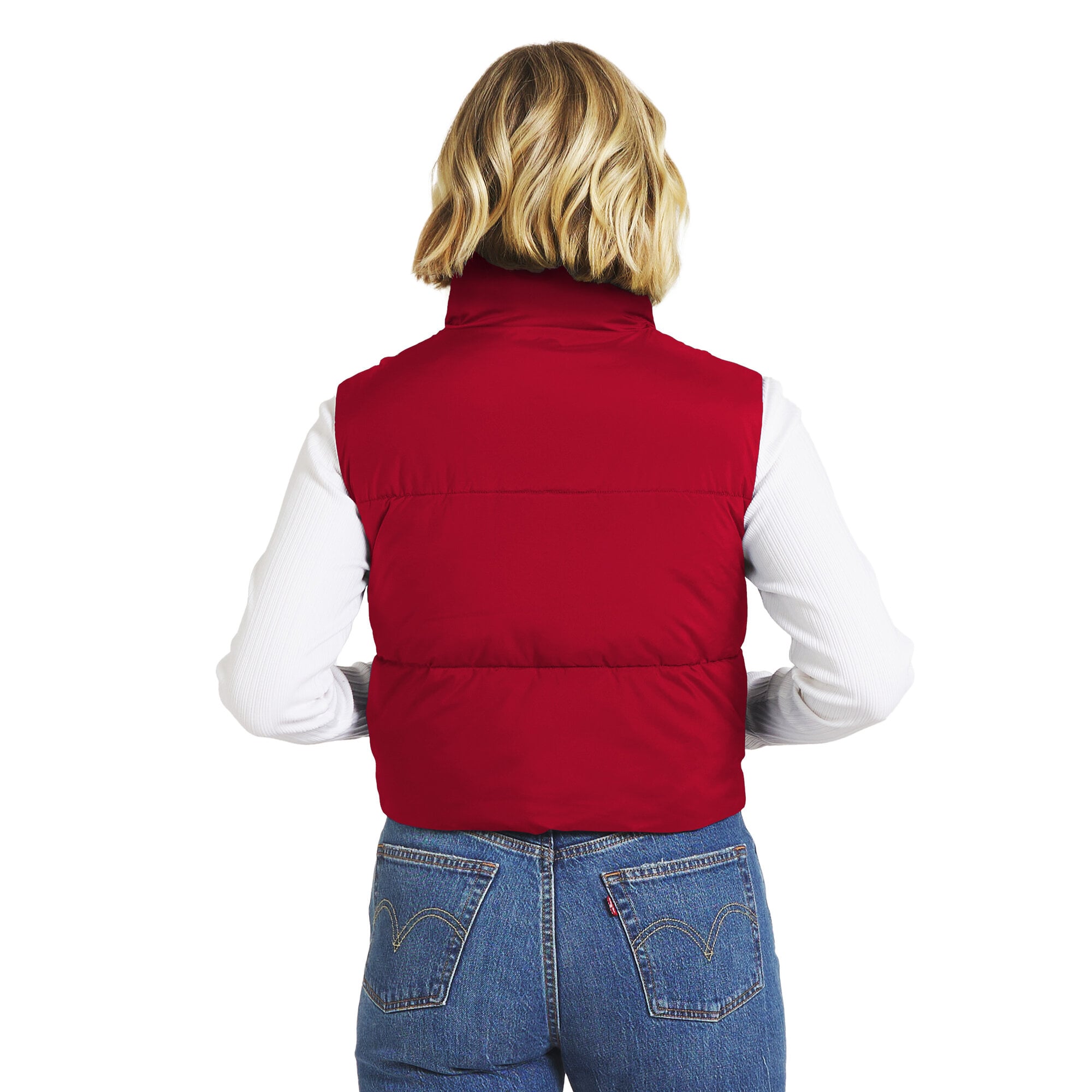 Gilet matelassé court zippé écarlate San Francisco 49ers de la marque WEAR by Erin Andrews pour femmes