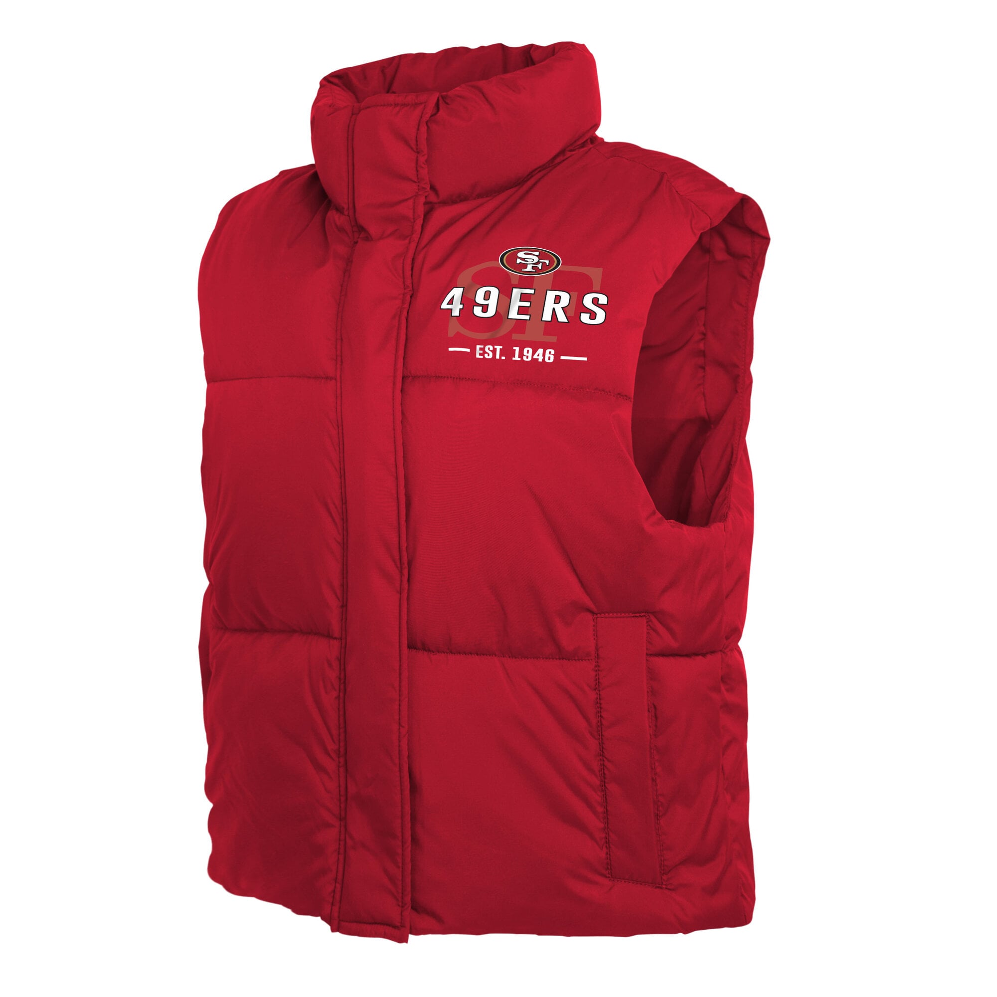 Gilet matelassé court zippé écarlate San Francisco 49ers de la marque WEAR by Erin Andrews pour femmes