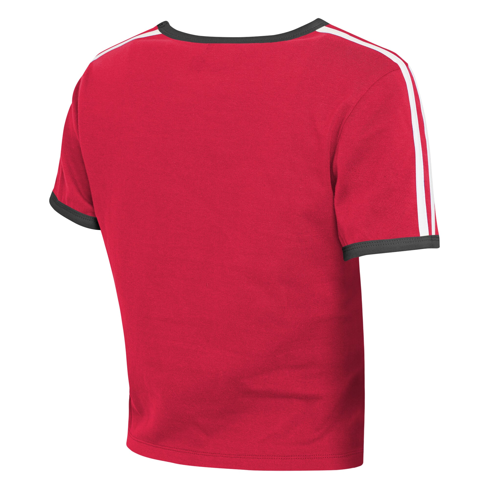 Women's WEAR by Erin Andrews Scarlet San Francisco 49ers Cropped Throwback Ringer Baby T-Shirt