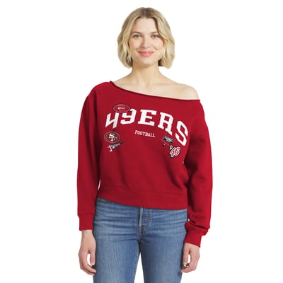  San Francisco 49ers WEAR by Erin Andrews Women's Off-the-Shoulder Sweatshirt - Scarlet